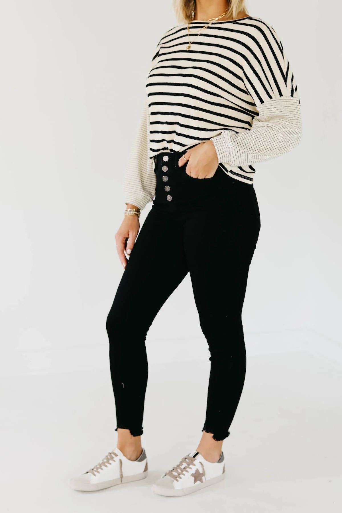 Kan Can 11 Inch High Rise Button Skinny Denim - Image 15