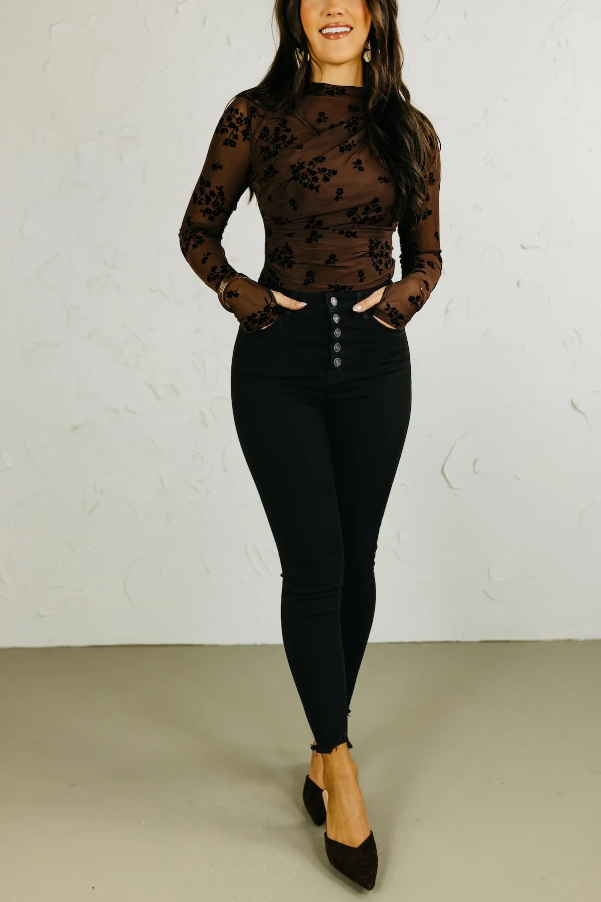 Kan Can 11 Inch High Rise Button Skinny Denim - Image 2