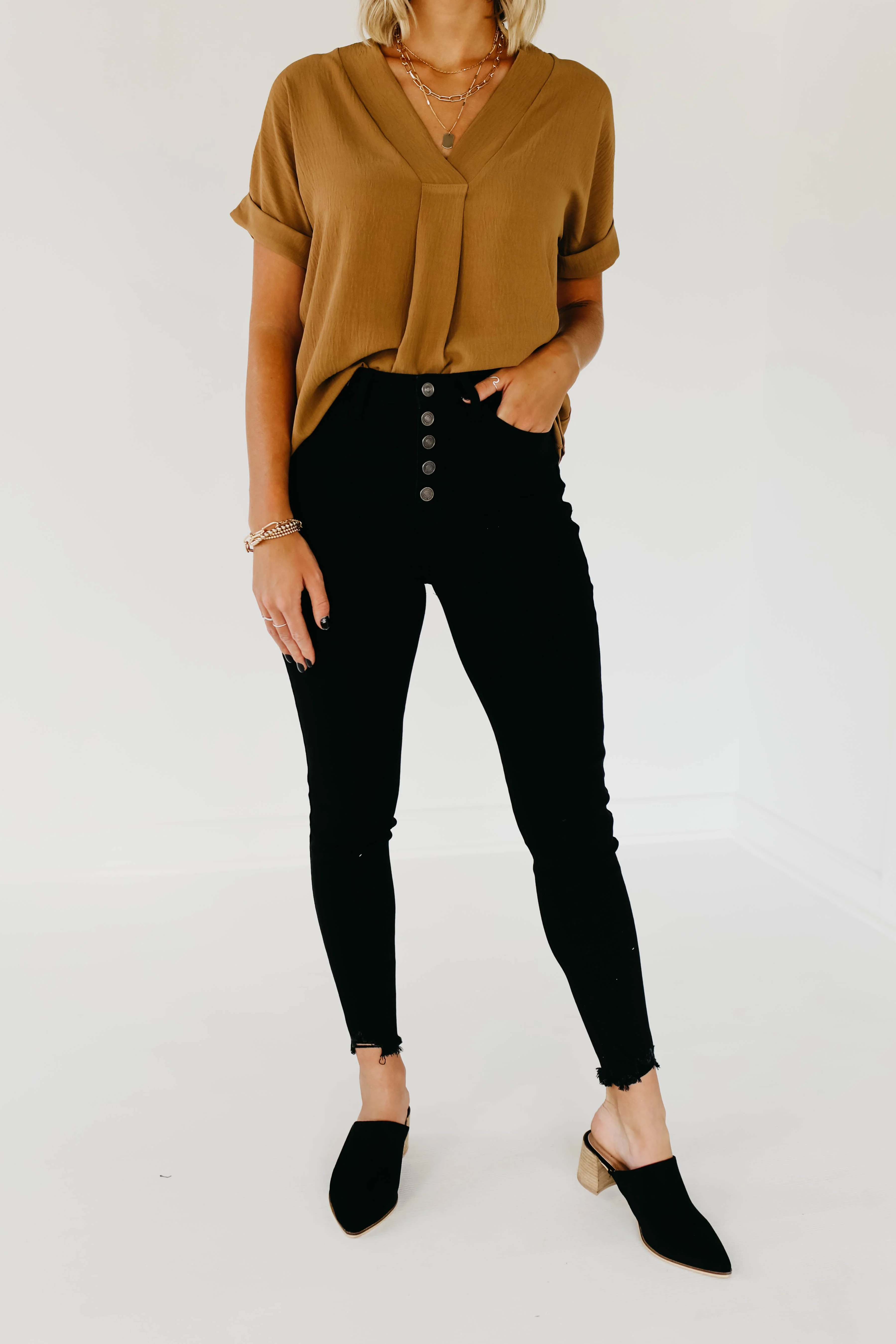 Kan Can 11 Inch High Rise Button Skinny Denim - Image 22