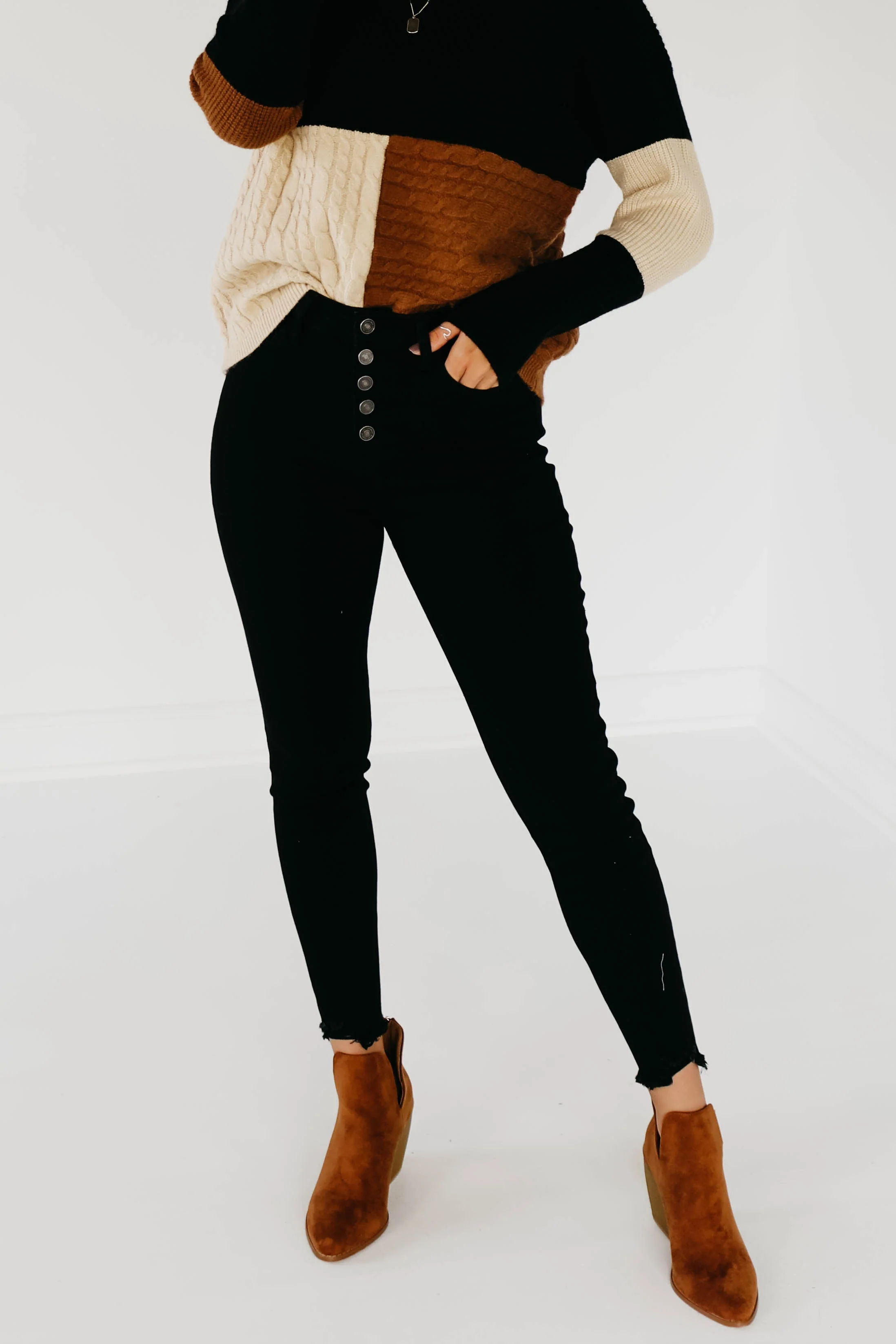 Kan Can 11 Inch High Rise Button Skinny Denim - Image 23