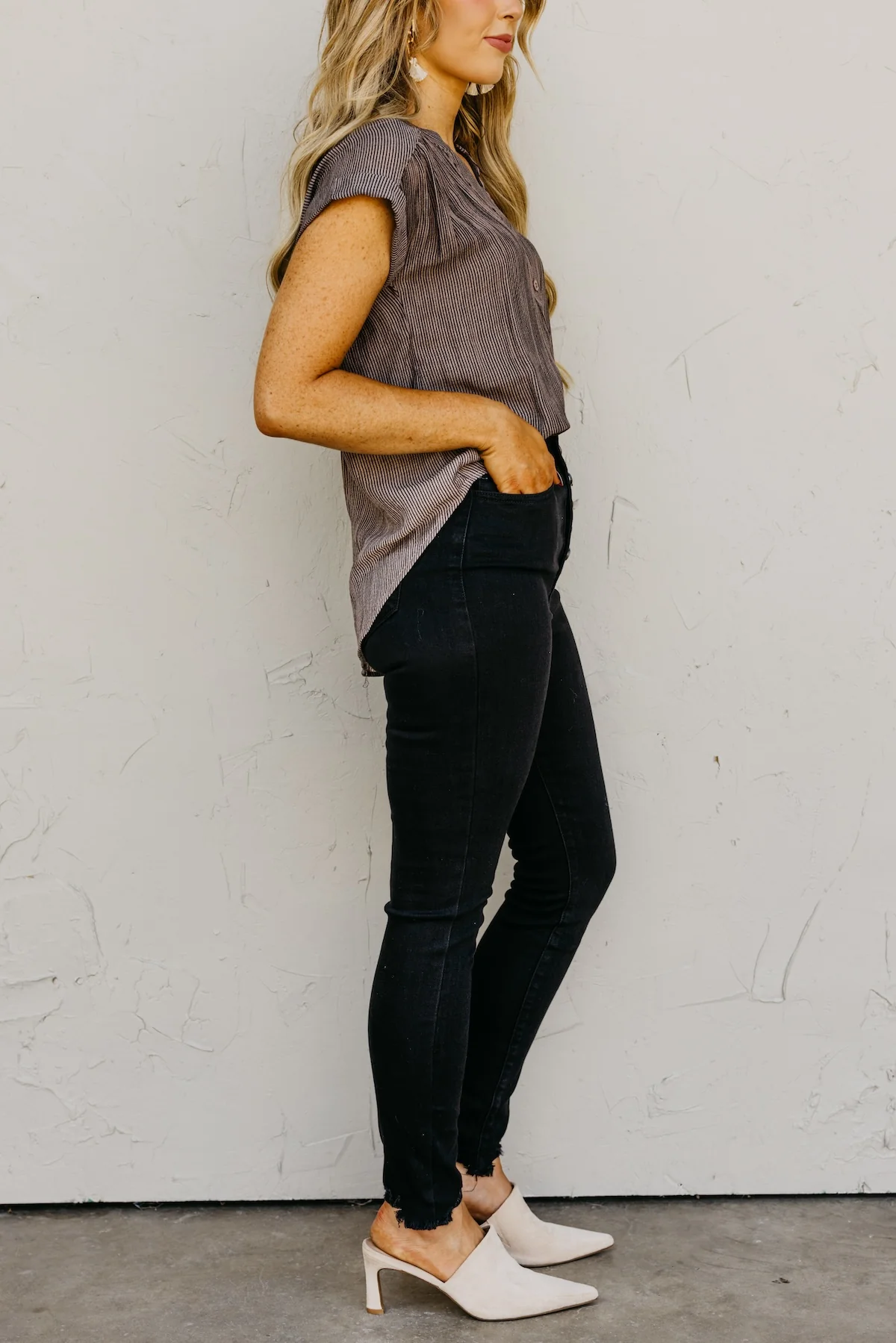 Kan Can 11 Inch High Rise Button Skinny Denim - Image 7