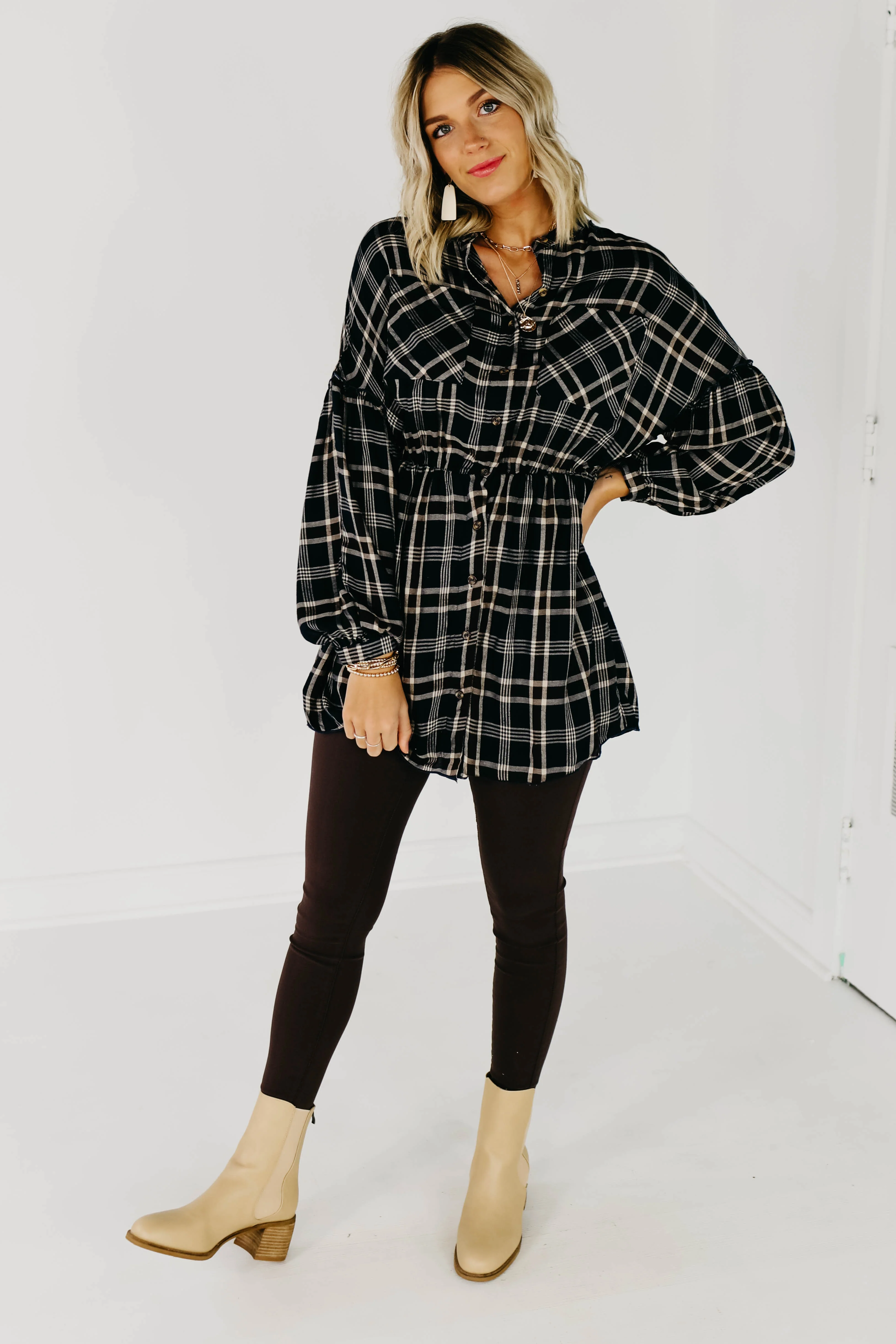 The Brady Plaid Shirt Dress - Navy - Image 6