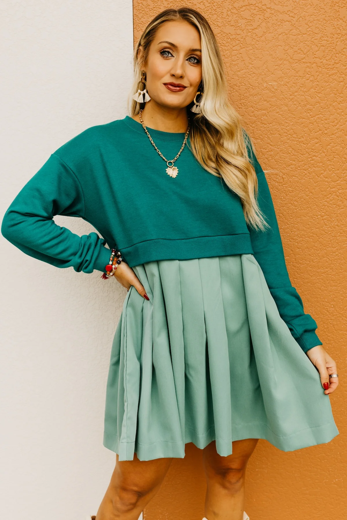 The Carlos Mix Pleated Mini Dress - Image 8