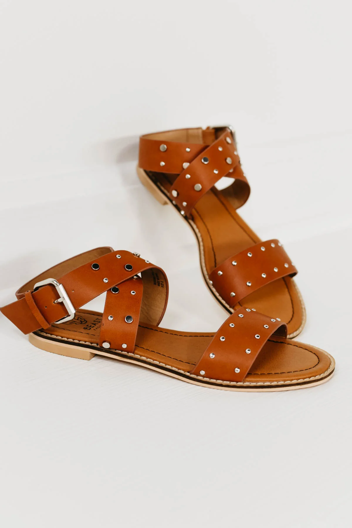 The Jenna Studded Sandal - Camel - Image 4