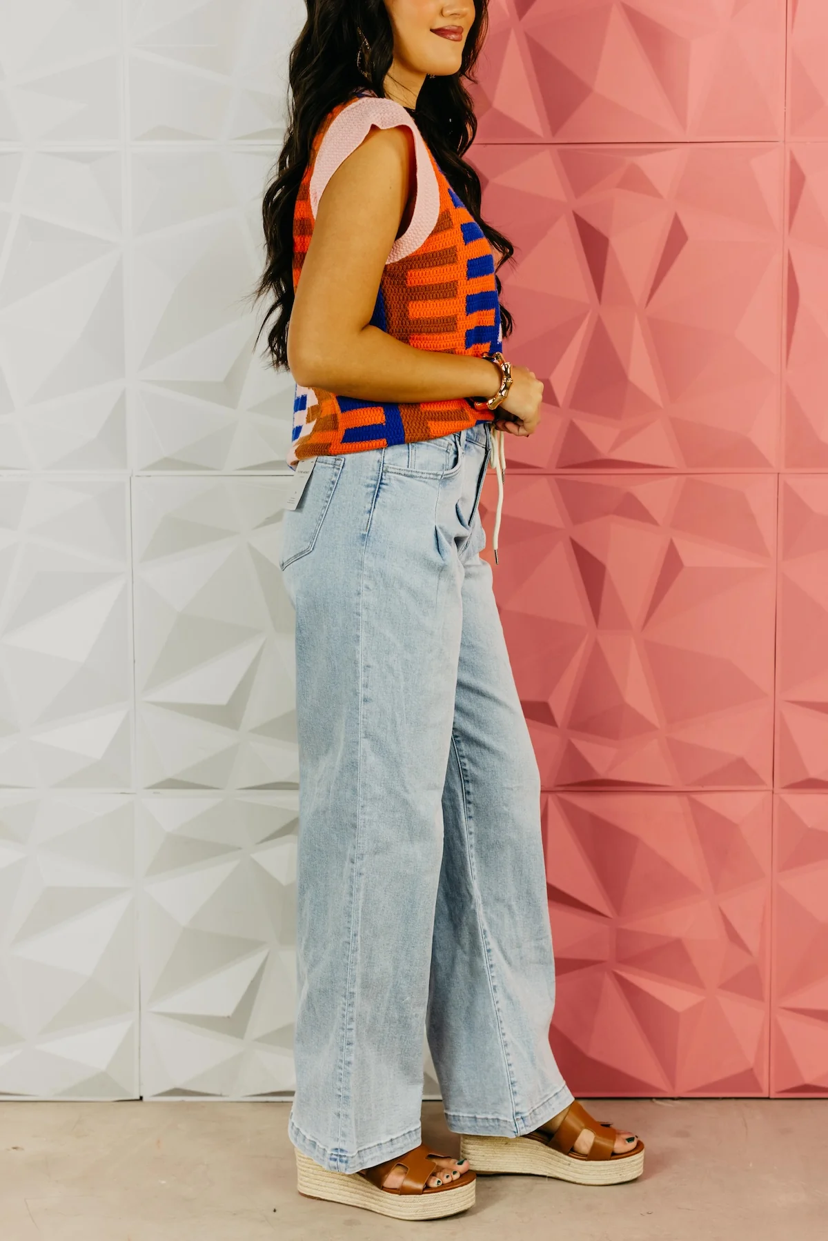 Flying Monkey | Super High Rise Drawcord Elastic Waistband Wide Leg Denim - Image 3