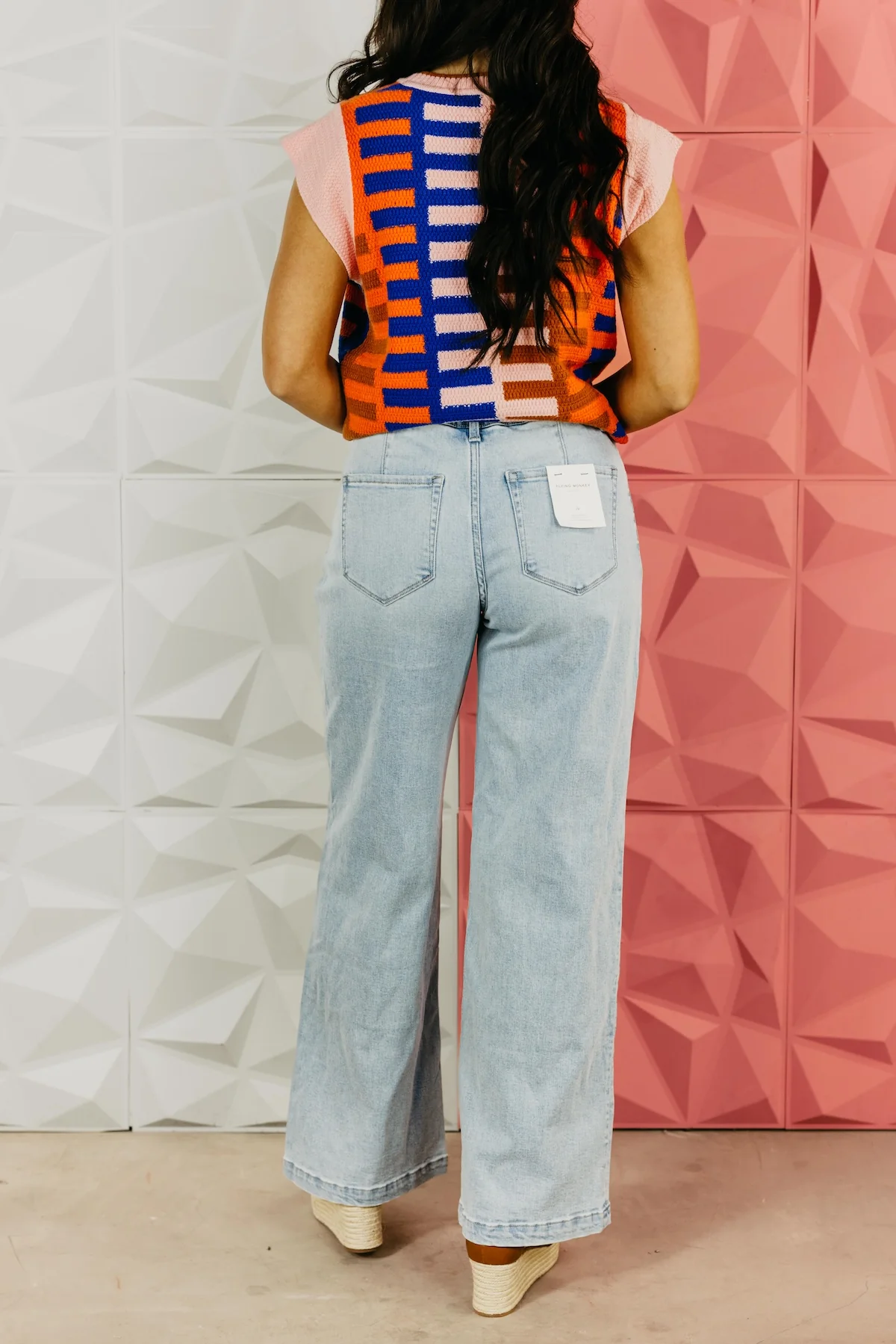 Flying Monkey | Super High Rise Drawcord Elastic Waistband Wide Leg Denim - Image 4