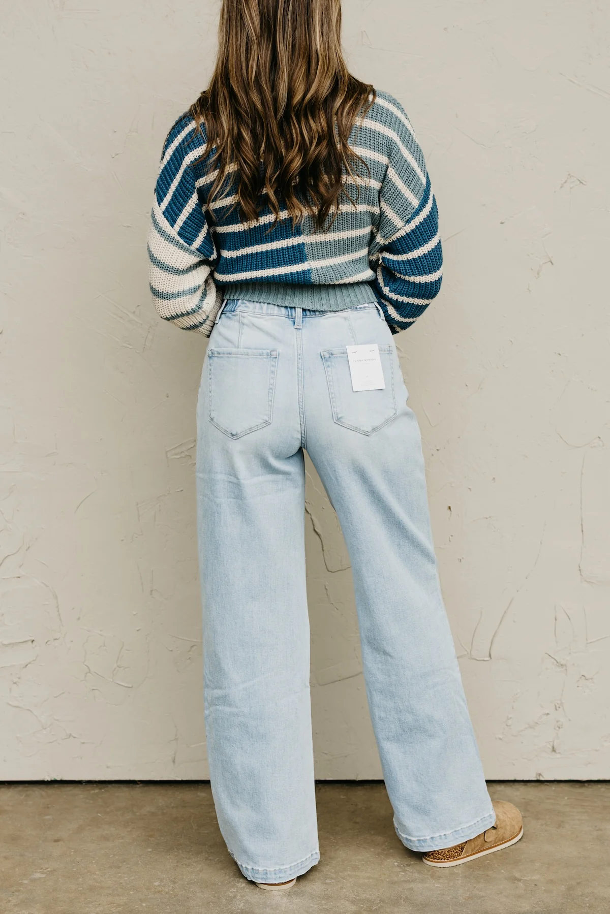Flying Monkey | Super High Rise Drawcord Elastic Waistband Wide Leg Denim - Image 9