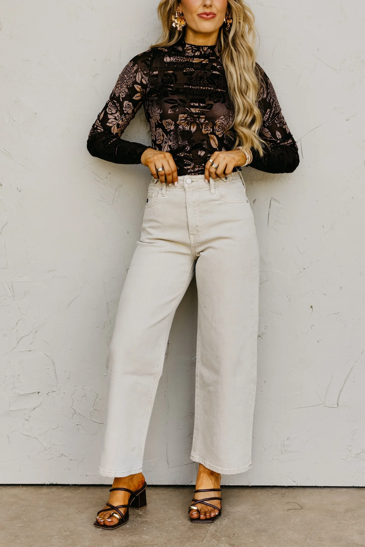 Kan Can Denim | Cream Cropped Wide Leg Denim - Image 5