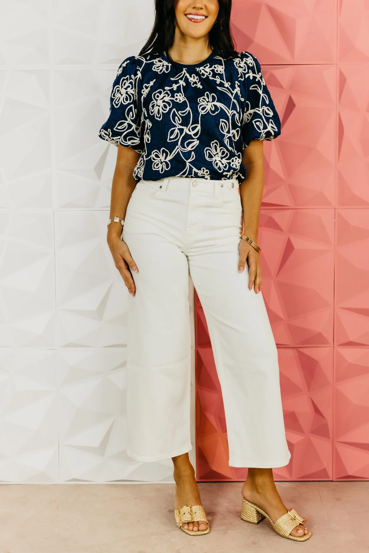 Kan Can Denim | Cream Cropped Wide Leg Tab Denim - Image 3