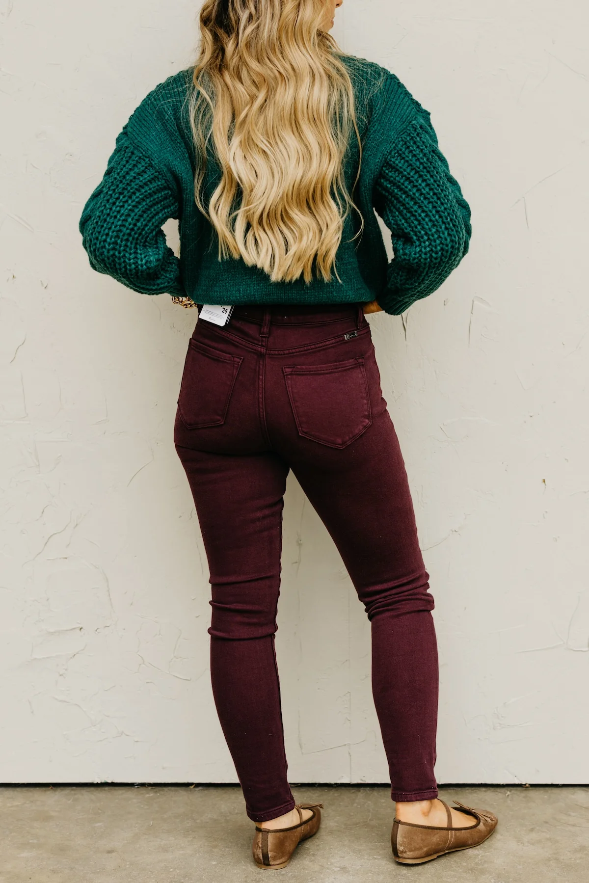 Kan Can Denim | Gemma 10 Inch High Rise Skinny Denim - Burgundy - Image 10