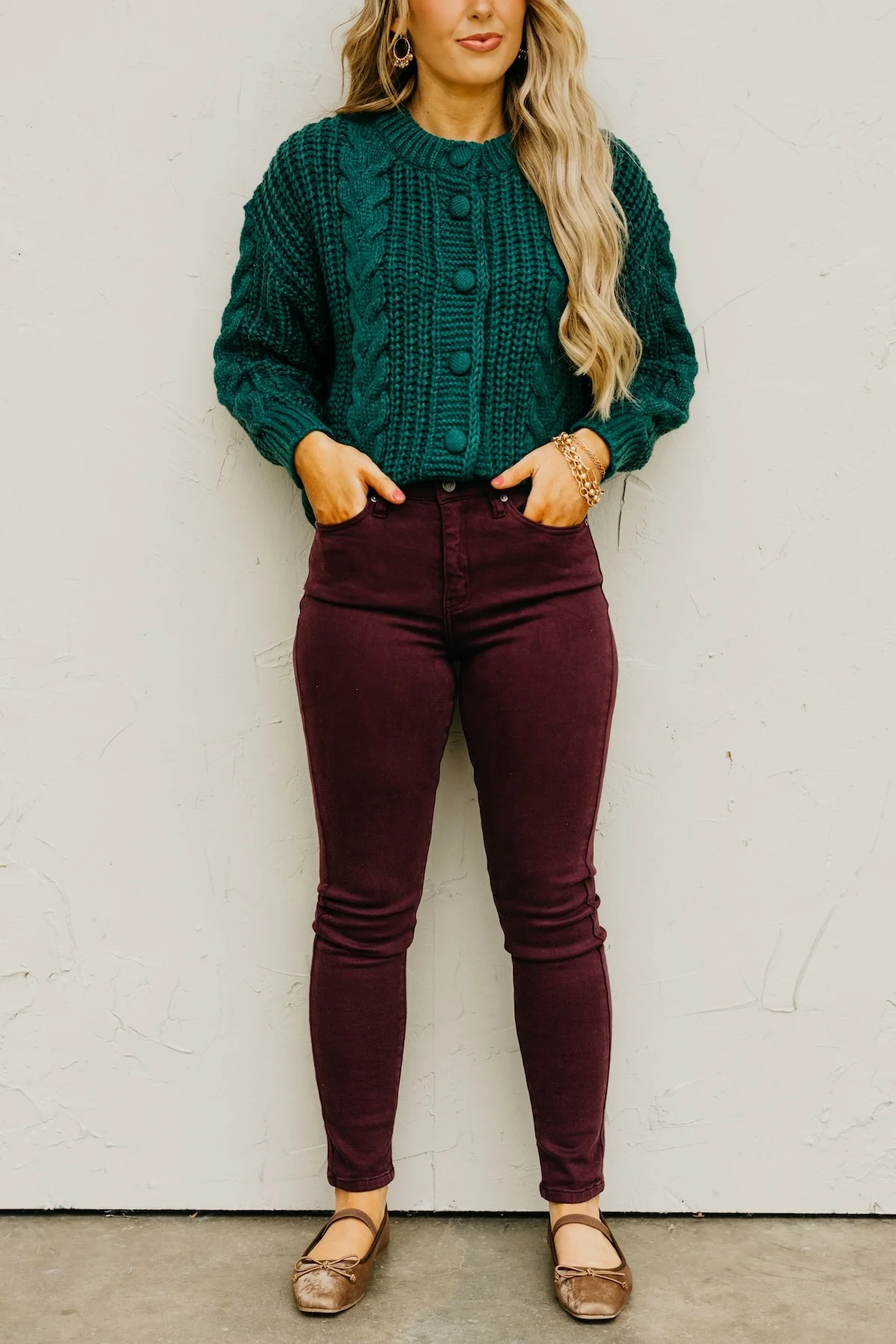 Kan Can Denim | Gemma 10 Inch High Rise Skinny Denim - Burgundy - Image 6