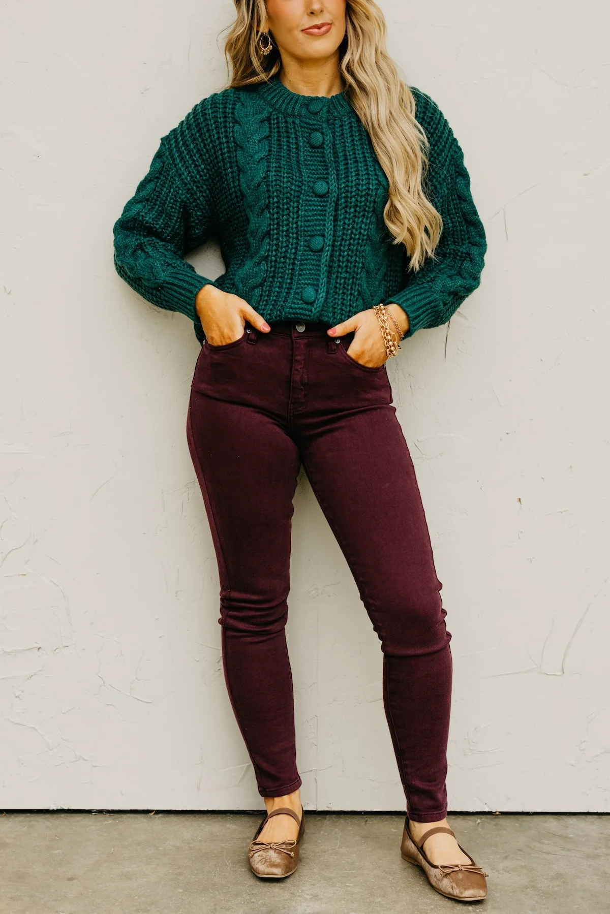 Kan Can Denim | Gemma 10 Inch High Rise Skinny Denim - Burgundy - Image 7
