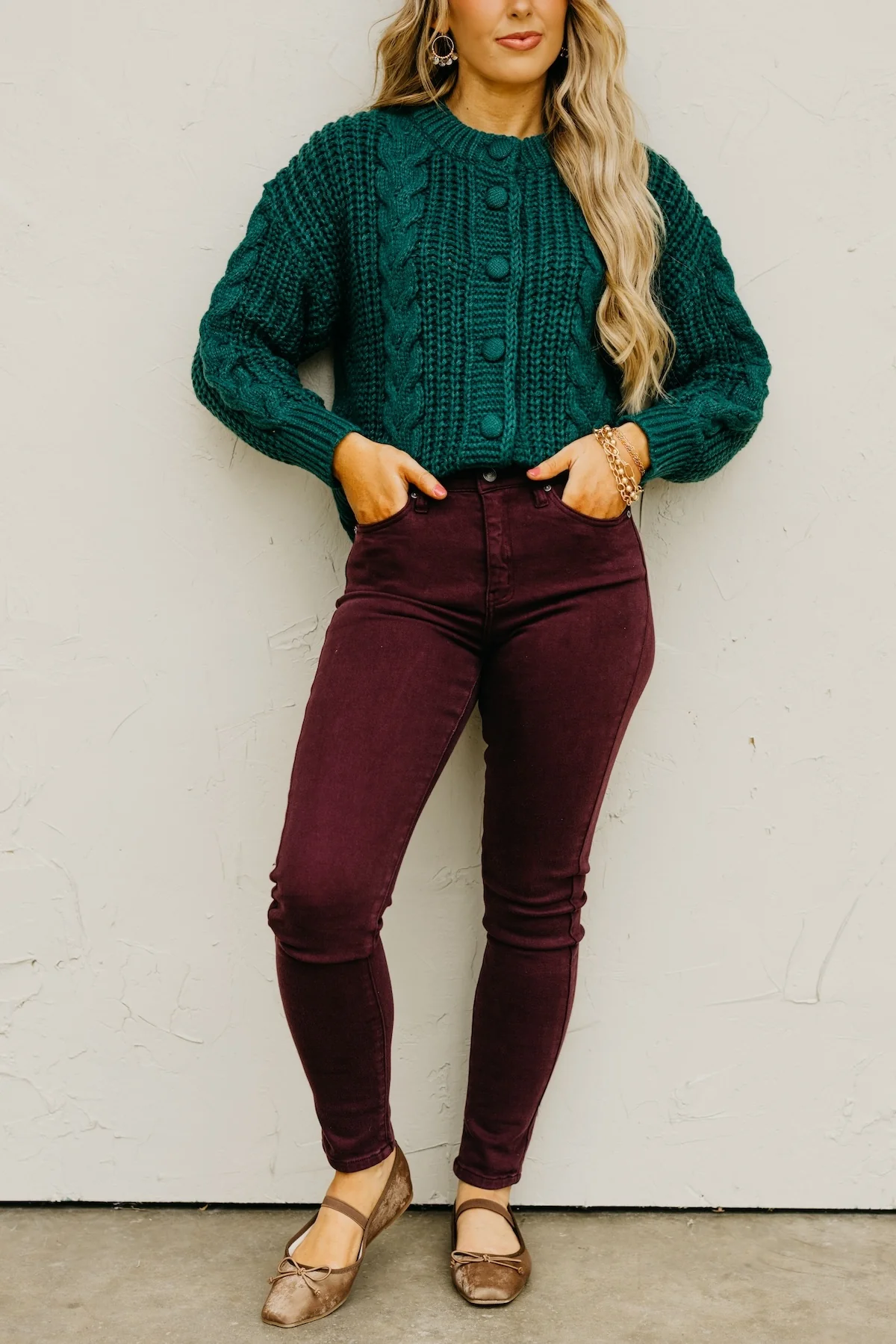 Kan Can Denim | Gemma 10 Inch High Rise Skinny Denim - Burgundy - Image 8