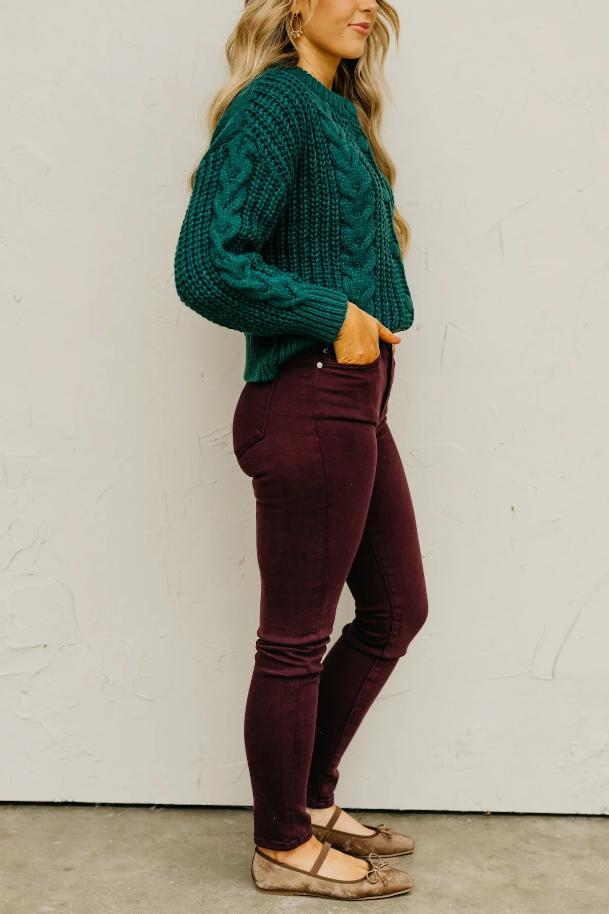 Kan Can Denim | Gemma 10 Inch High Rise Skinny Denim - Burgundy - Image 9