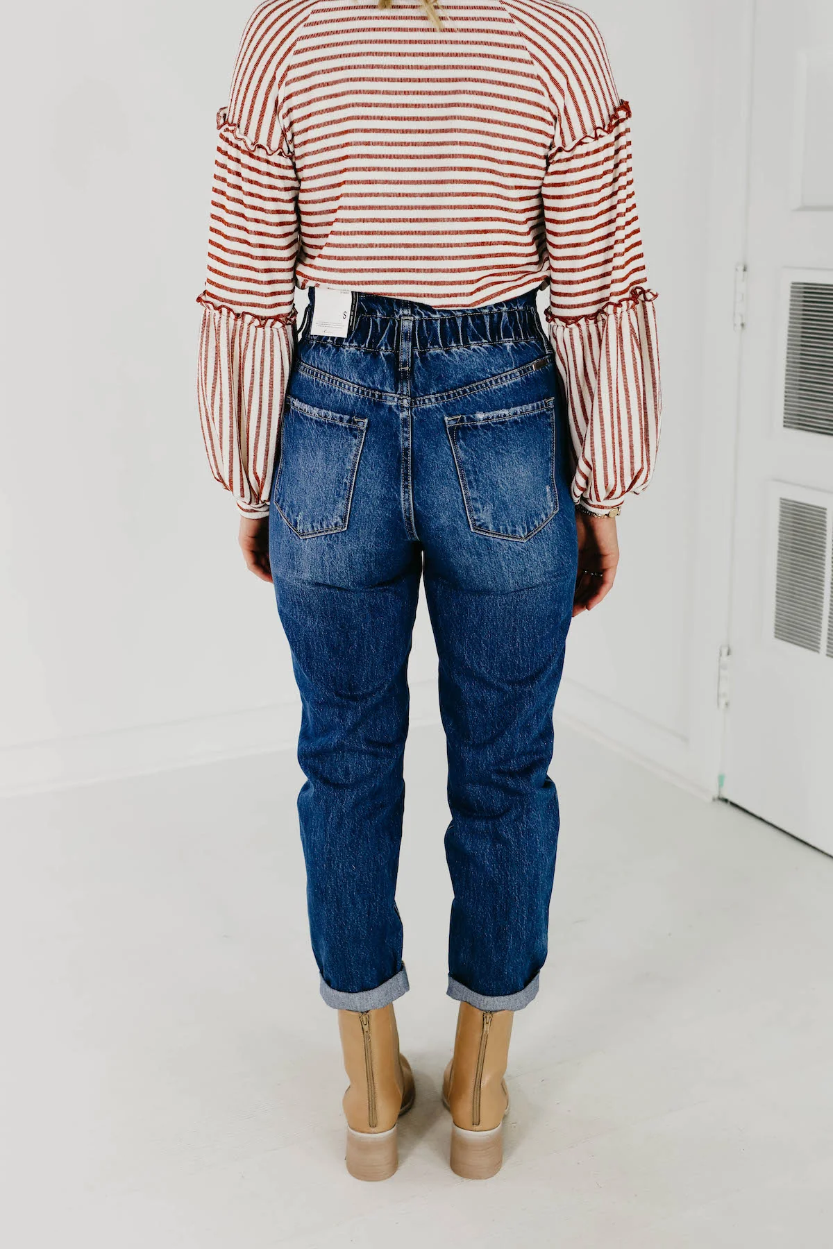 Kan Can High Rise Cuffed Paper Bag Jeans - KC5214M - Image 4