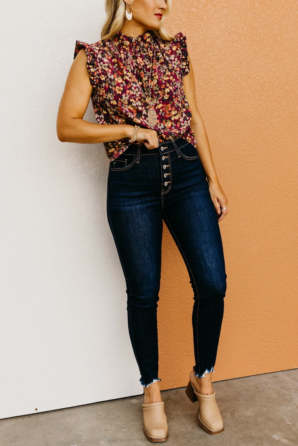 Kan Can 11 inch Button Front Dark Skinny Denim - Image 14