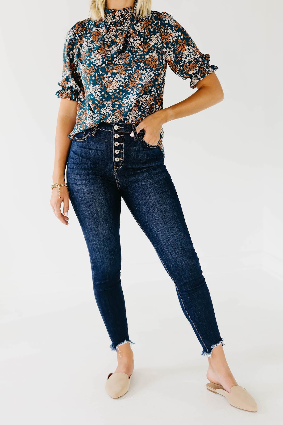 Kan Can 11 inch Button Front Dark Skinny Denim - Image 39