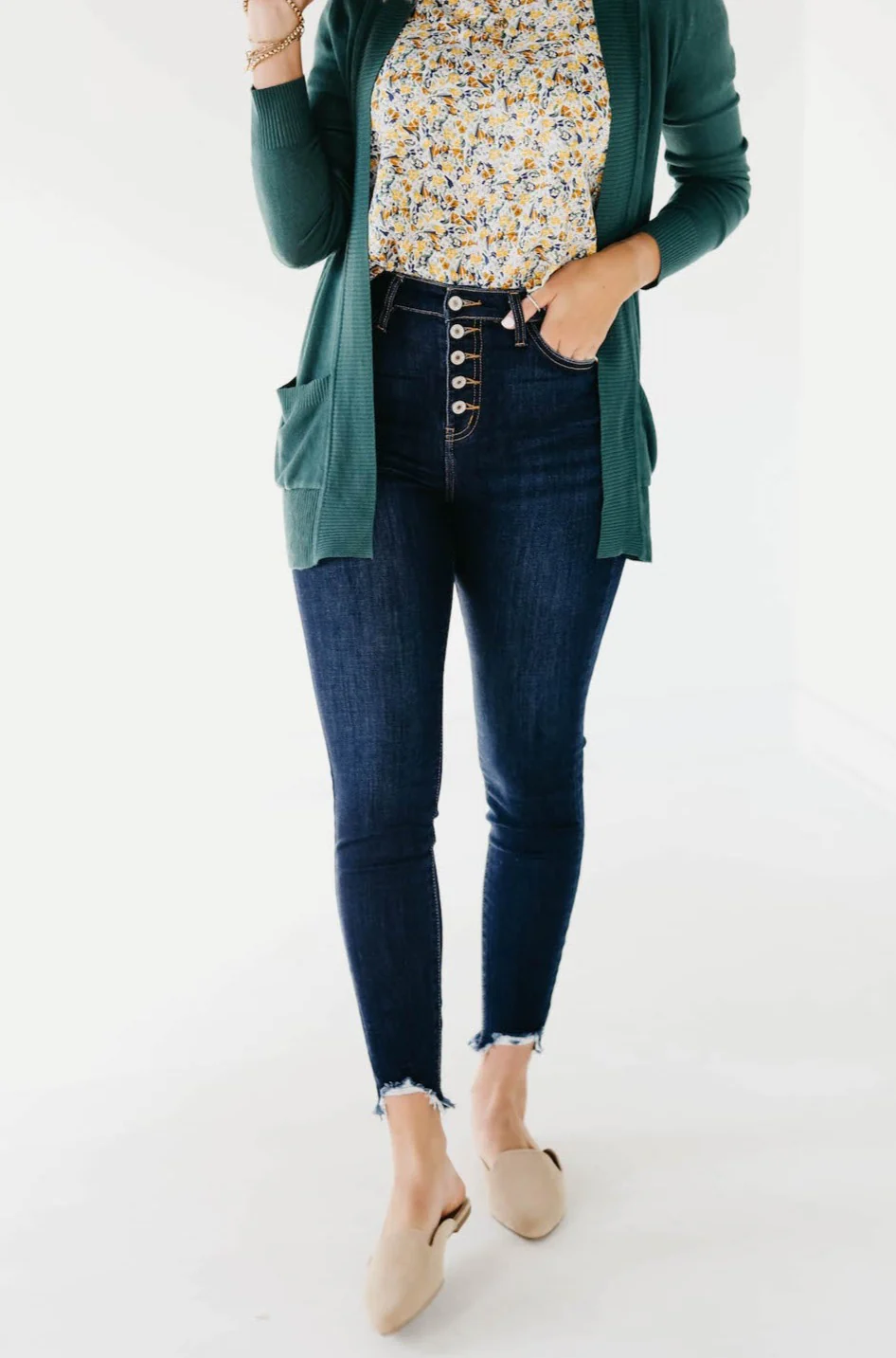 Kan Can 11 inch Button Front Dark Skinny Denim - Image 40