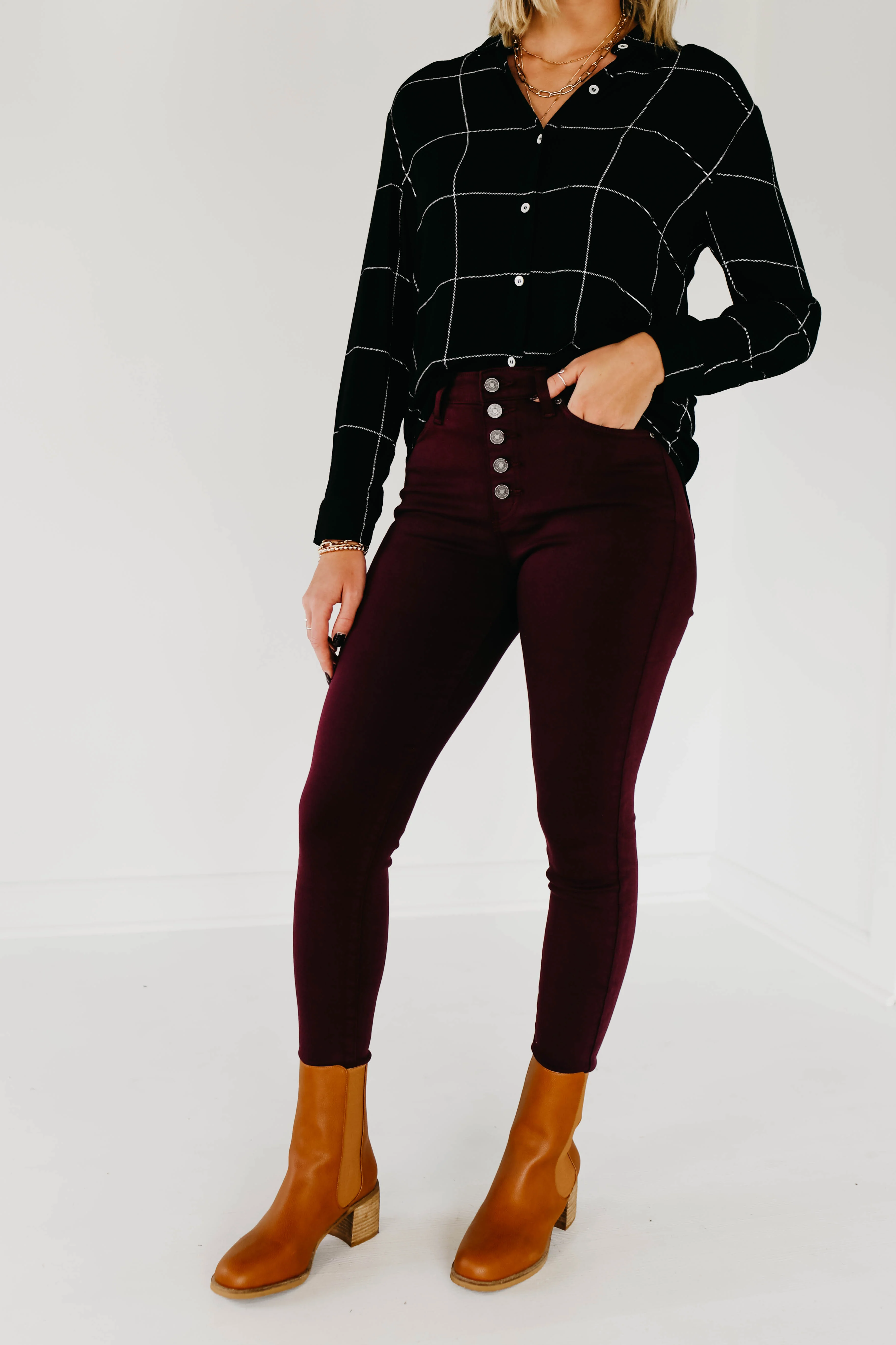 Kan Can 10 Inch High Rise Button Front Skinny Denim - Image 21