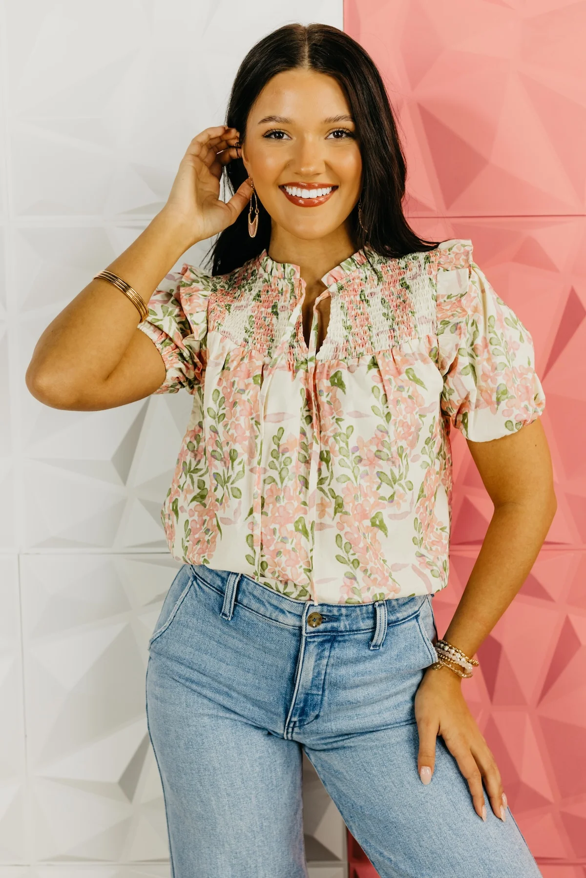 The Abel Floral Smocked Top