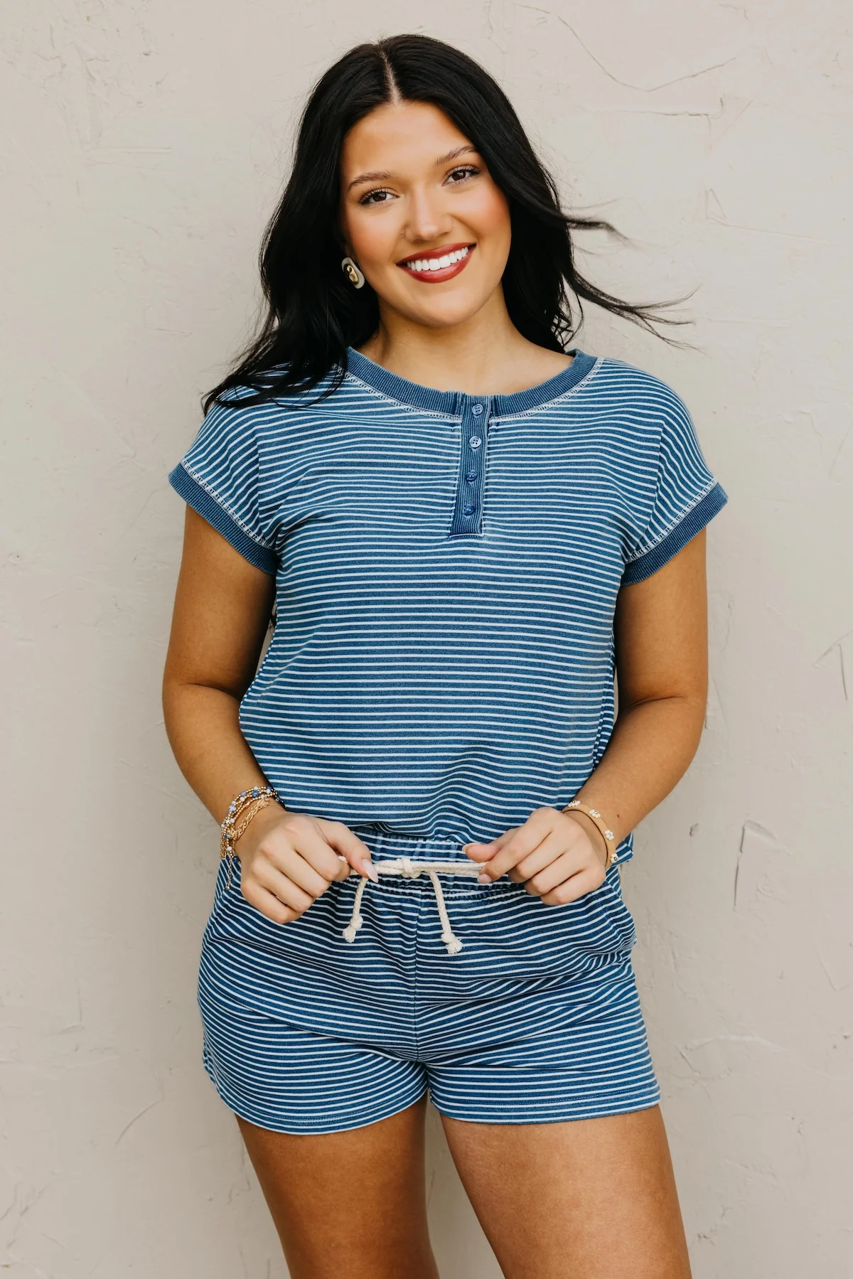 The Adaline Striped Henley Knit Top - Image 5