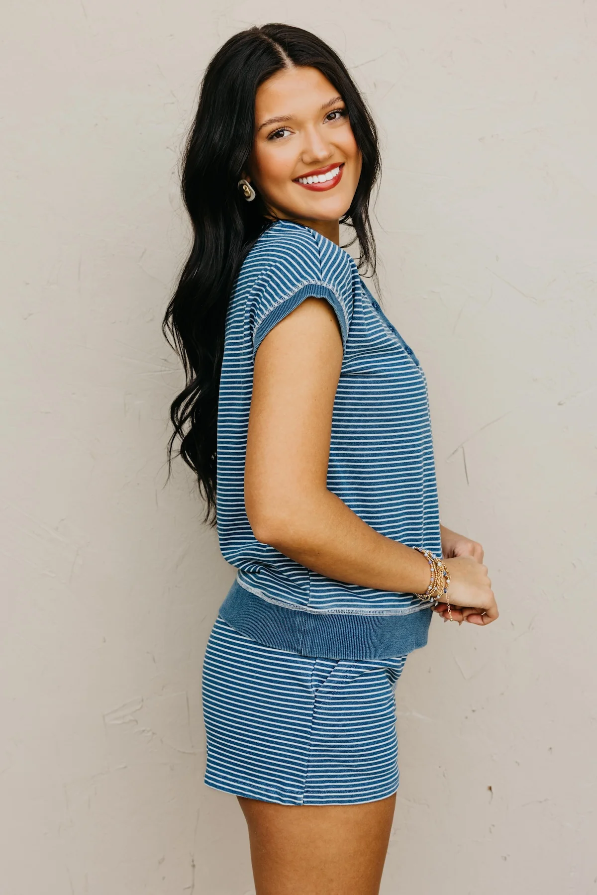 The Adaline Striped Henley Knit Top - Image 8