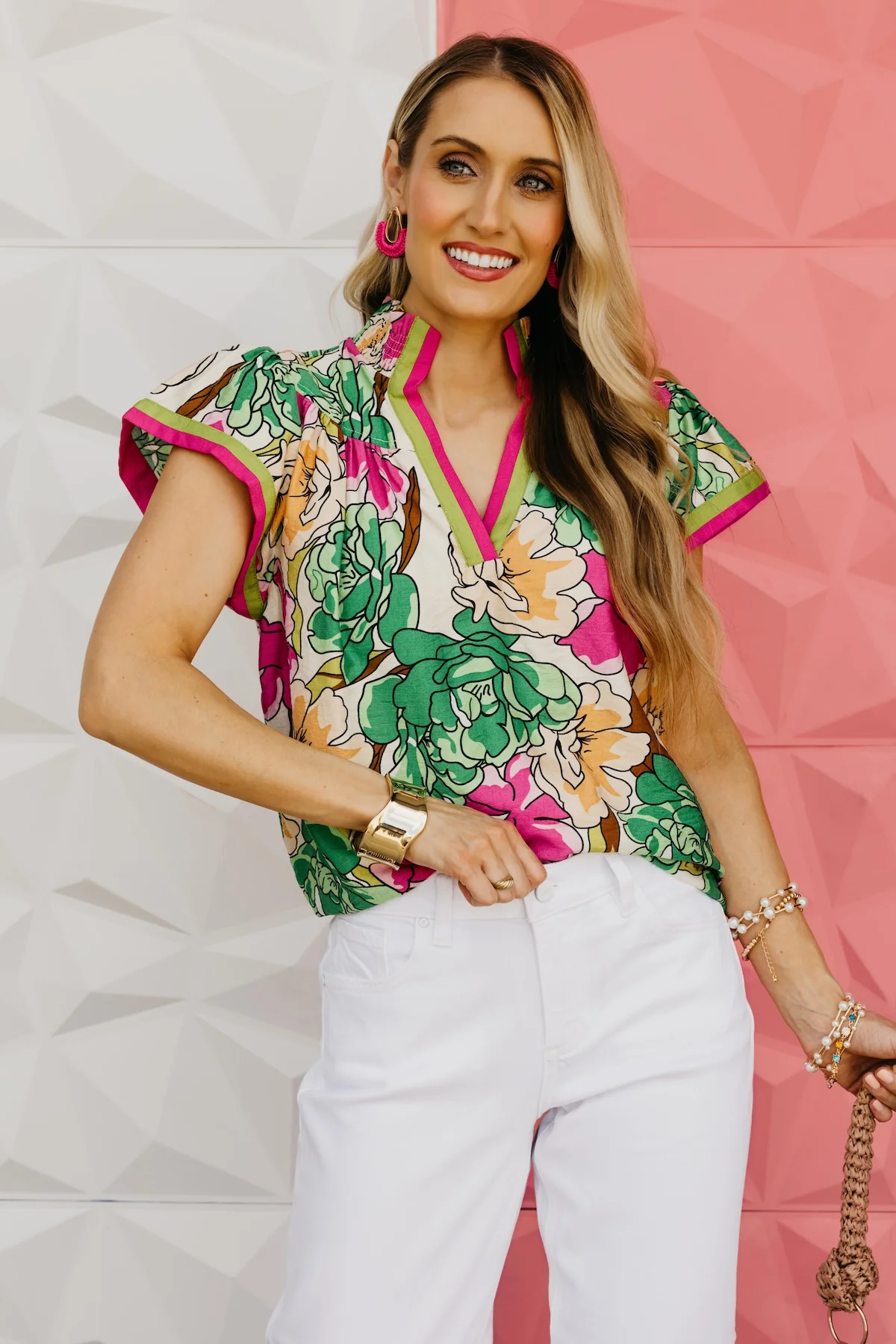 The Addison Floral Smock Neck Top - Image 4