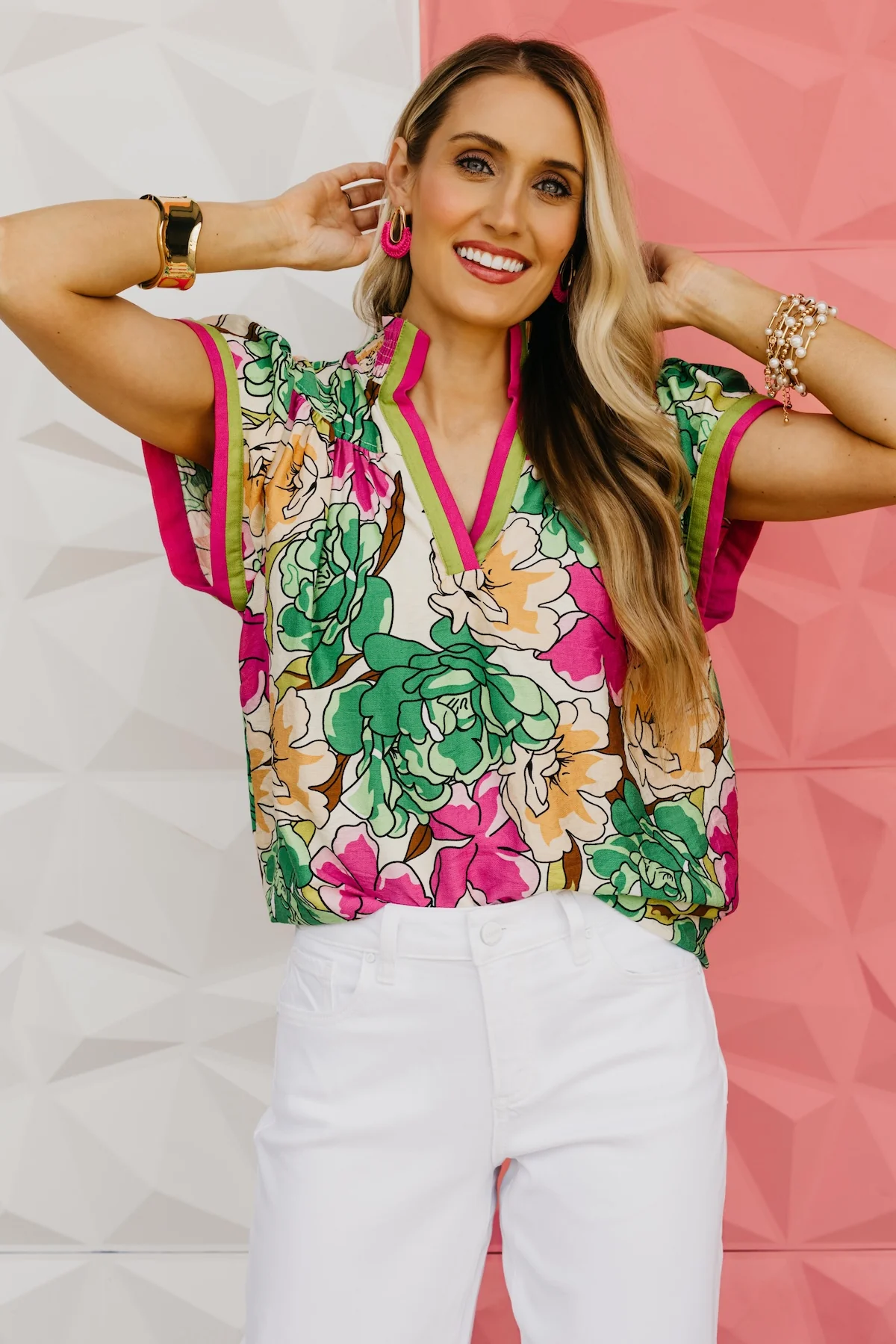 The Addison Floral Smock Neck Top - Image 7