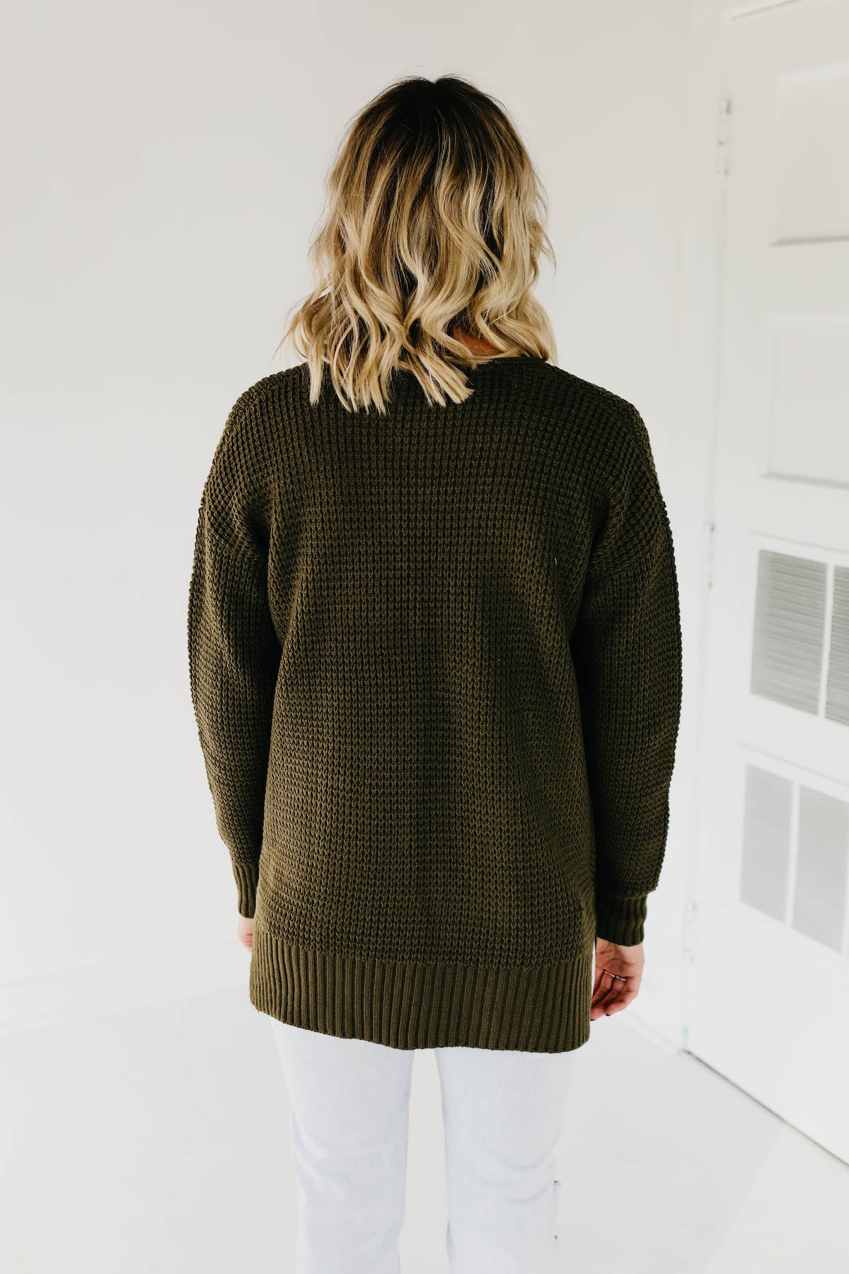 The Adele Waffle Cardigan - Dusty Olive - Image 10