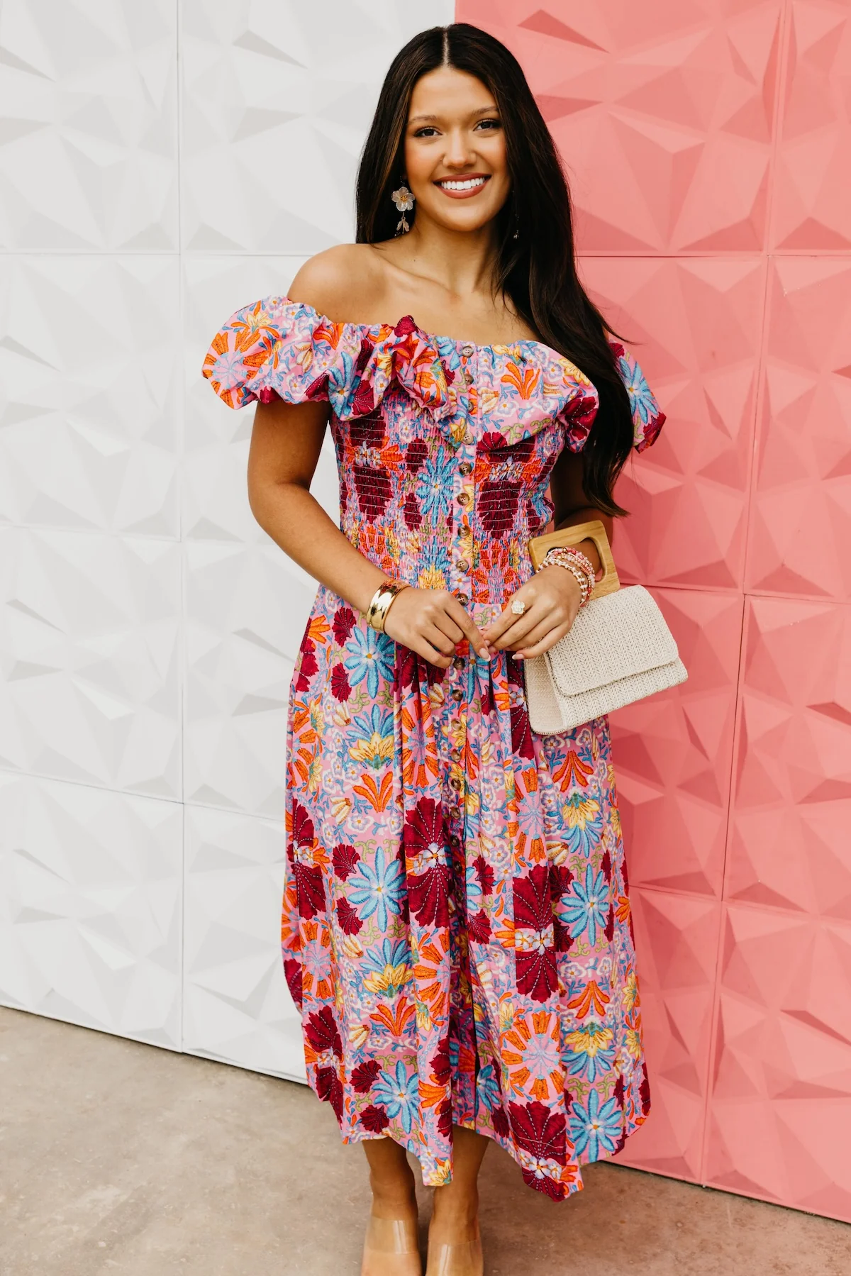 The Aden Floral Smocked Midi Dress - Image 3