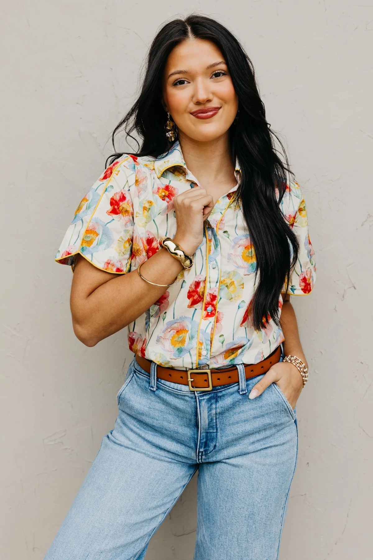 The Alana Floral Flutter Sleeve Blouse - Image 6