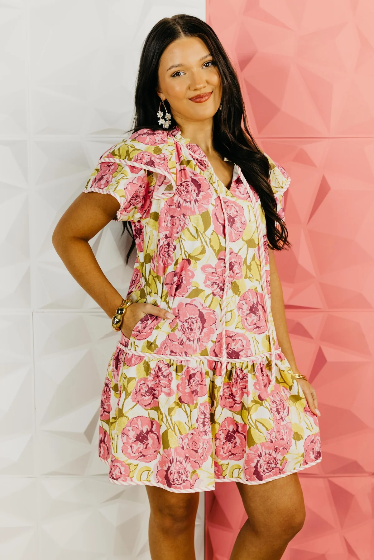 The Alexis Flutter Sleeve Floral Mini Dress - Image 4