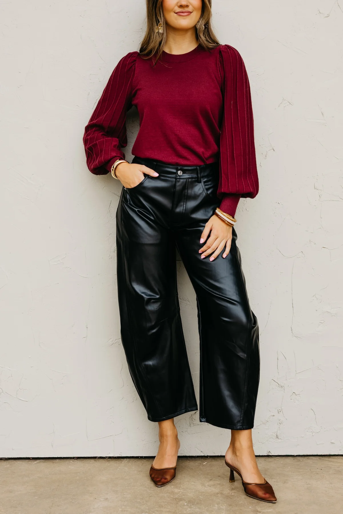 The Alinna Vegan Leather Barrel Pants - Image 2