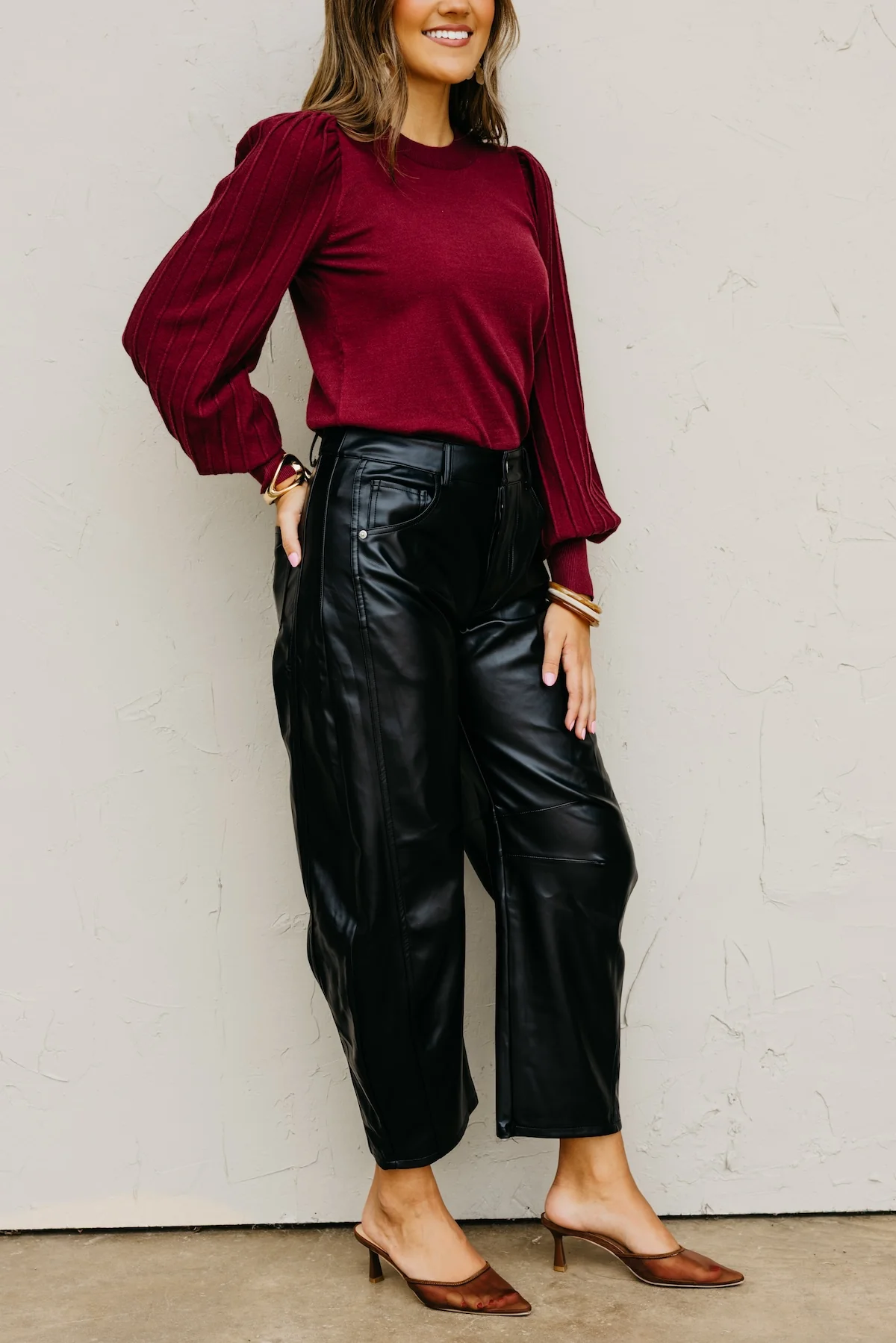 The Alinna Vegan Leather Barrel Pants - Image 3