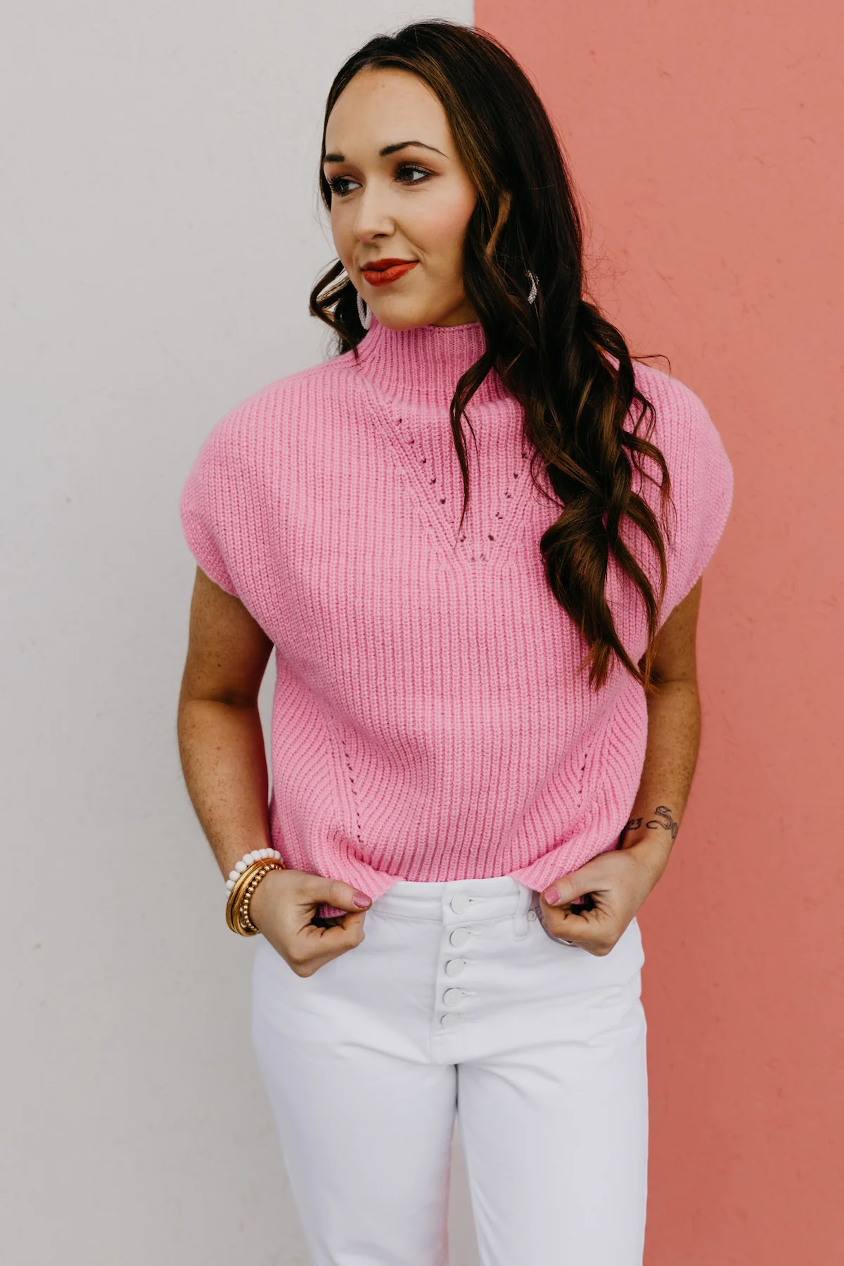 The Aliya Mock Neck Sleeveless Sweater - Image 3