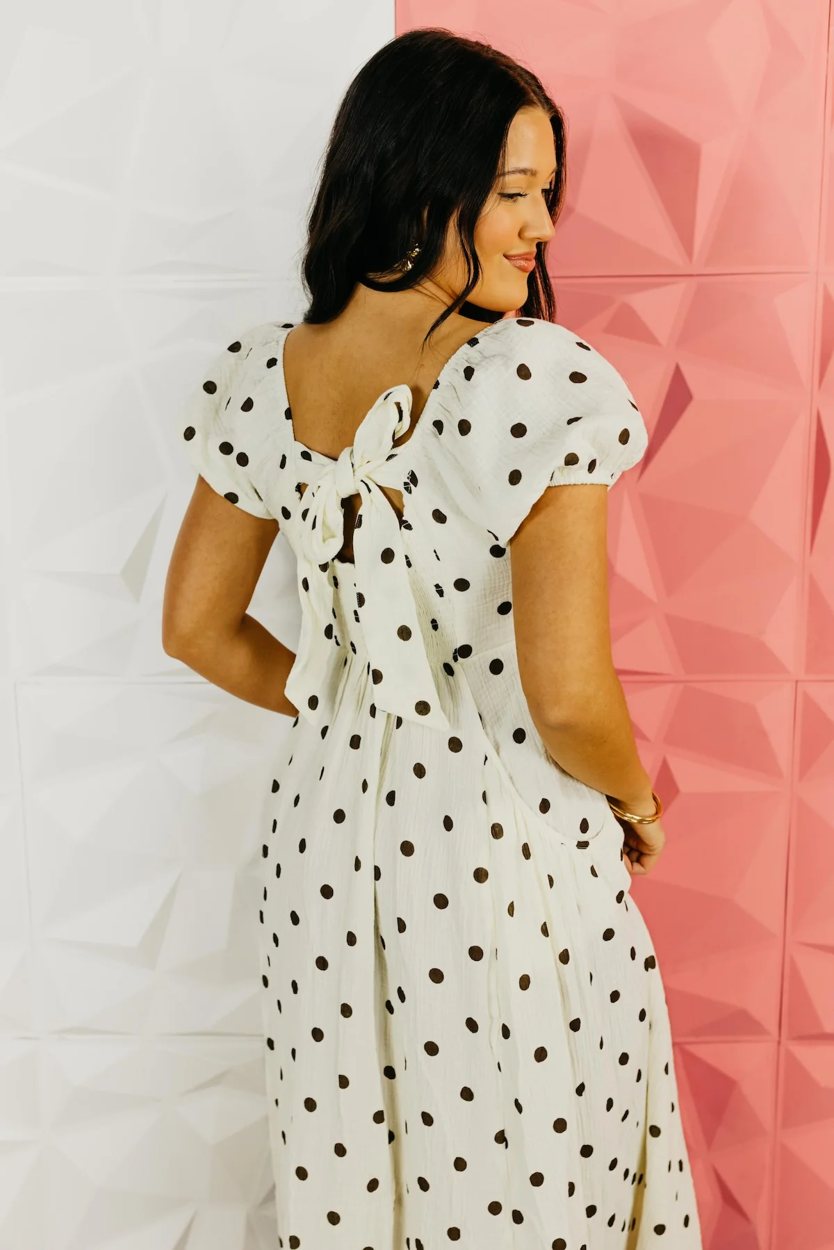 The Alyssa Polka Dot Gauze Midi Dress - Image 4