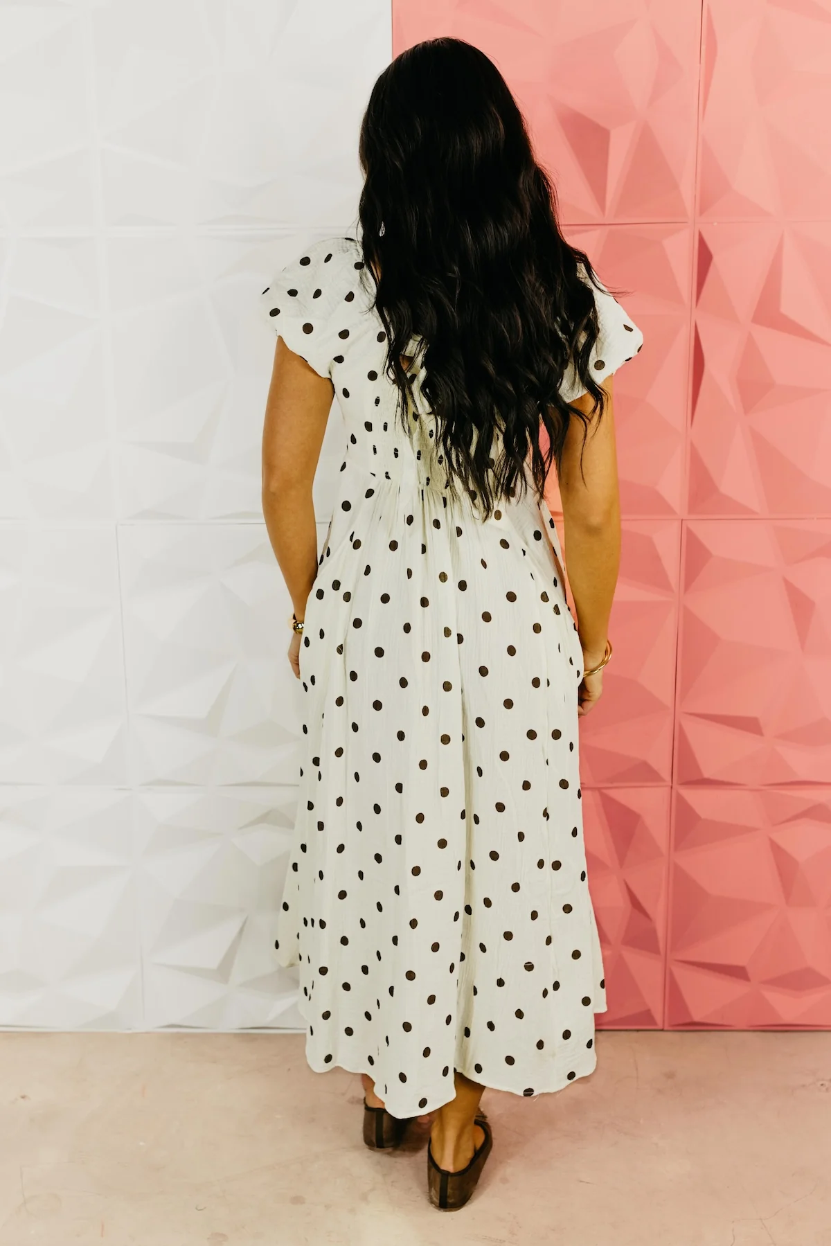 The Alyssa Polka Dot Gauze Midi Dress - Image 9