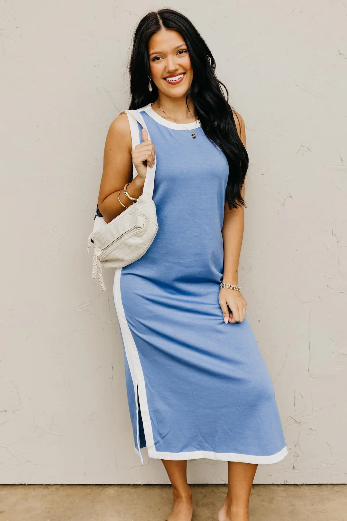 The Amara Contrast Trim Midi Dress