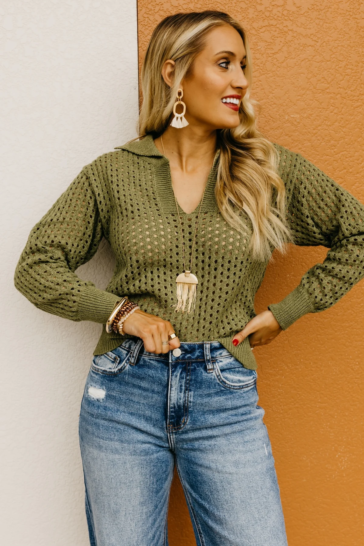 The Amayah Open Knit Popover Sweater - Image 10
