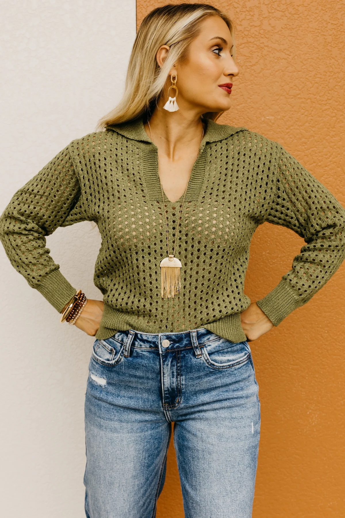 The Amayah Open Knit Popover Sweater - Image 11