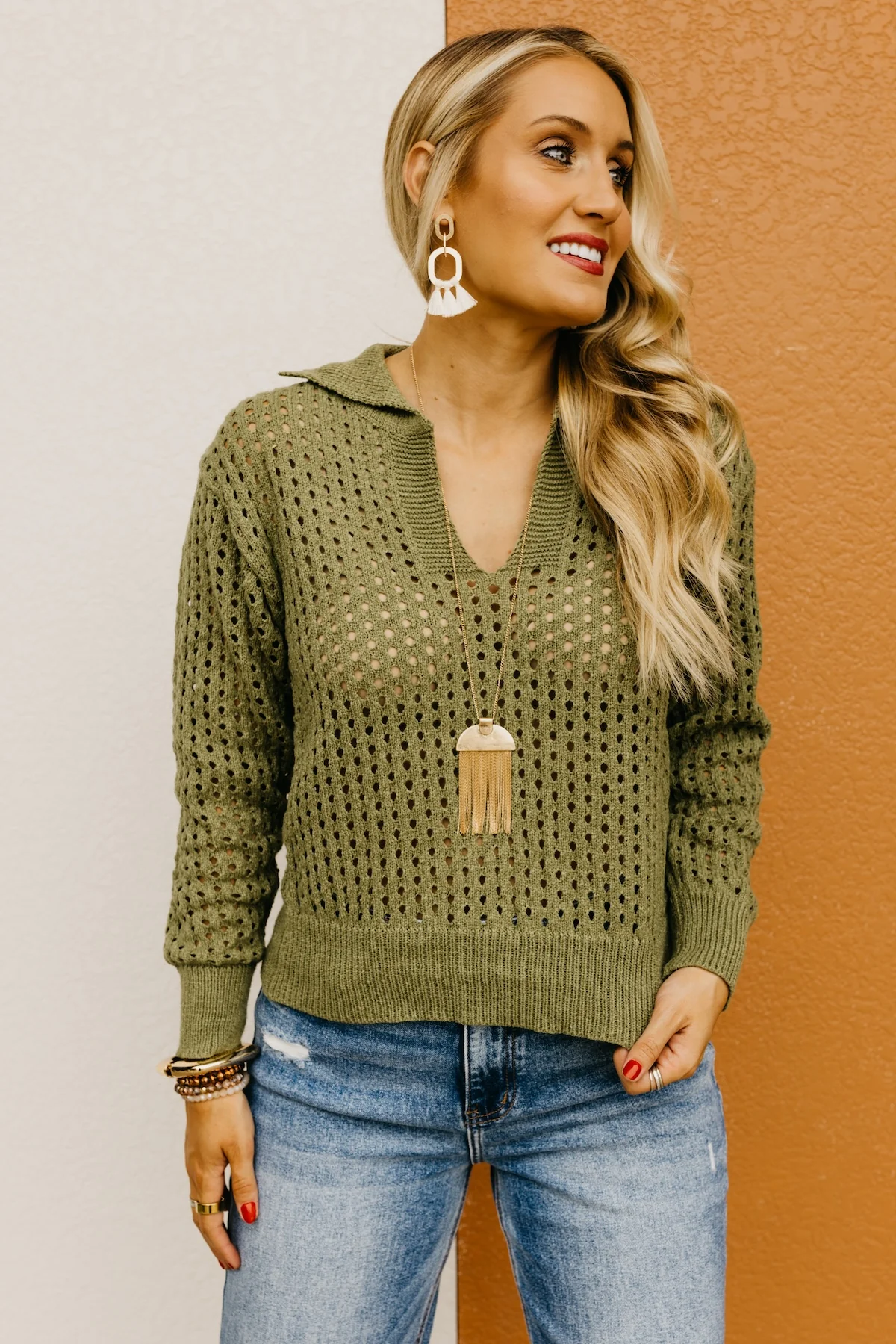 The Amayah Open Knit Popover Sweater - Image 12