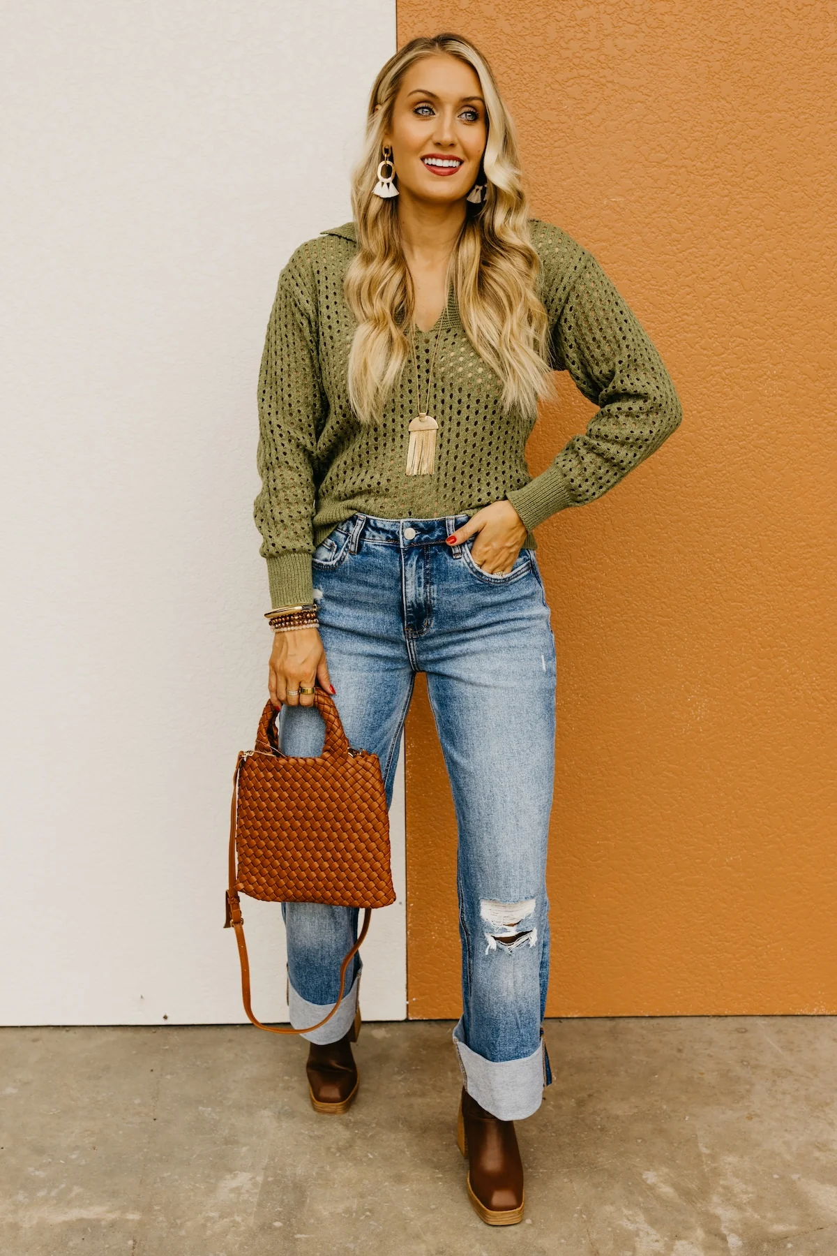 The Amayah Open Knit Popover Sweater - Image 2