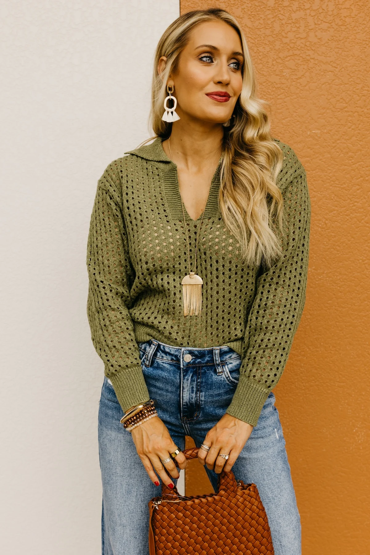 The Amayah Open Knit Popover Sweater - Image 3
