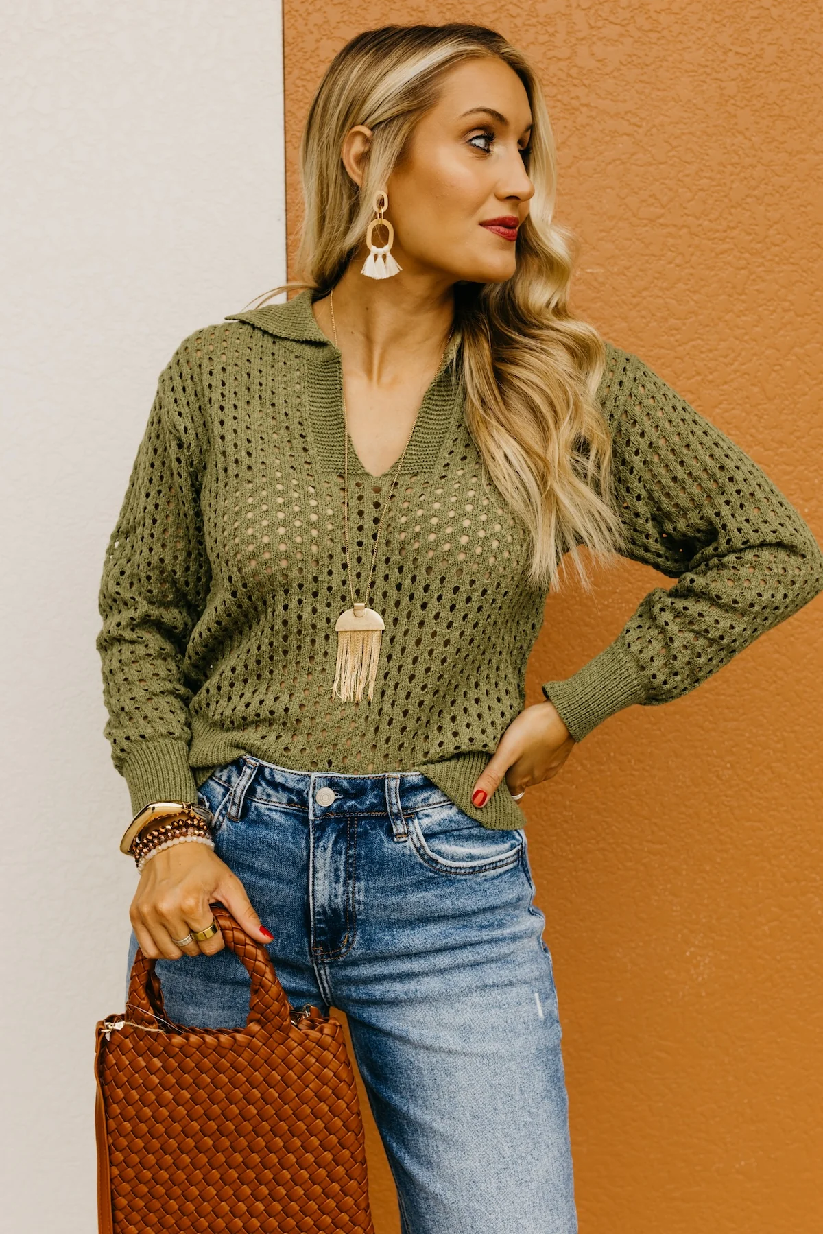 The Amayah Open Knit Popover Sweater - Image 5