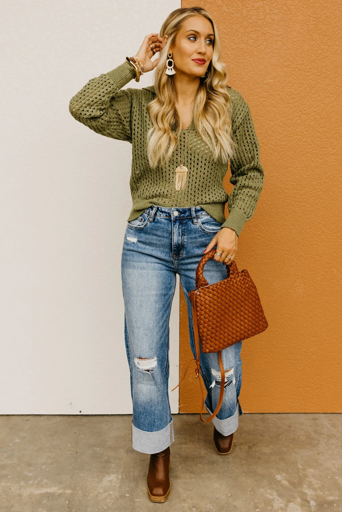 The Amayah Open Knit Popover Sweater - Image 6