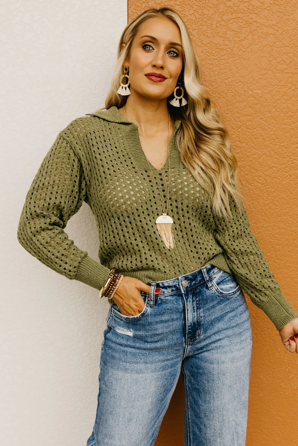 The Amayah Open Knit Popover Sweater - Image 8