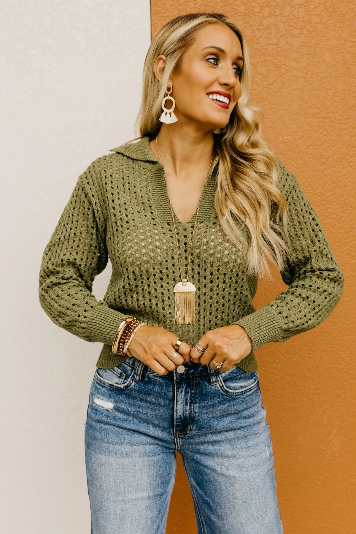 The Amayah Open Knit Popover Sweater - Image 9