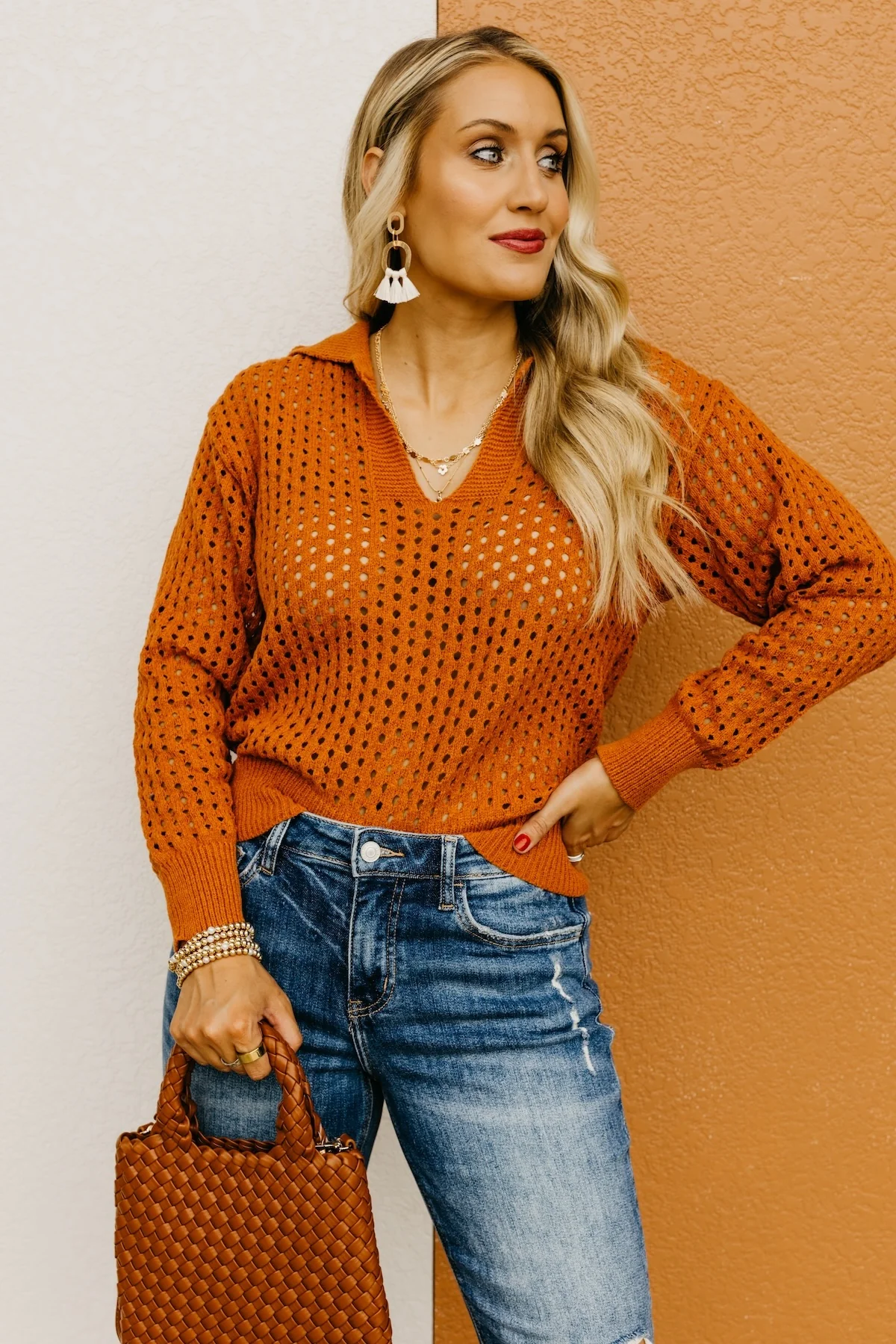 The Amayah Open Knit Popover Sweater - Image 3
