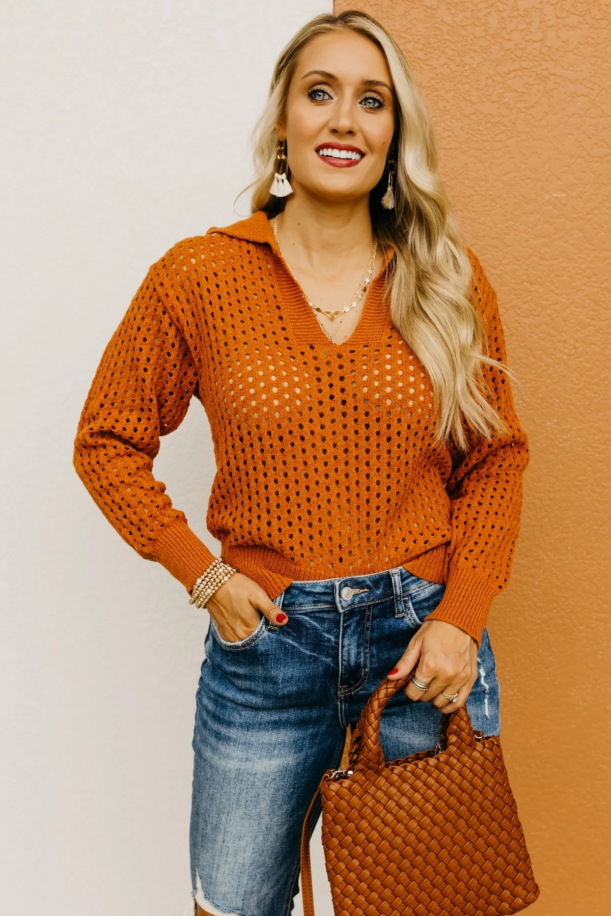 The Amayah Open Knit Popover Sweater - Image 4