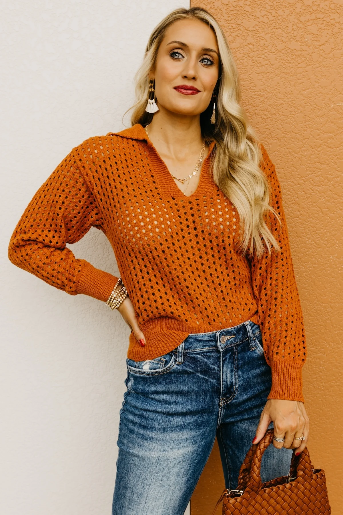 The Amayah Open Knit Popover Sweater - Image 5